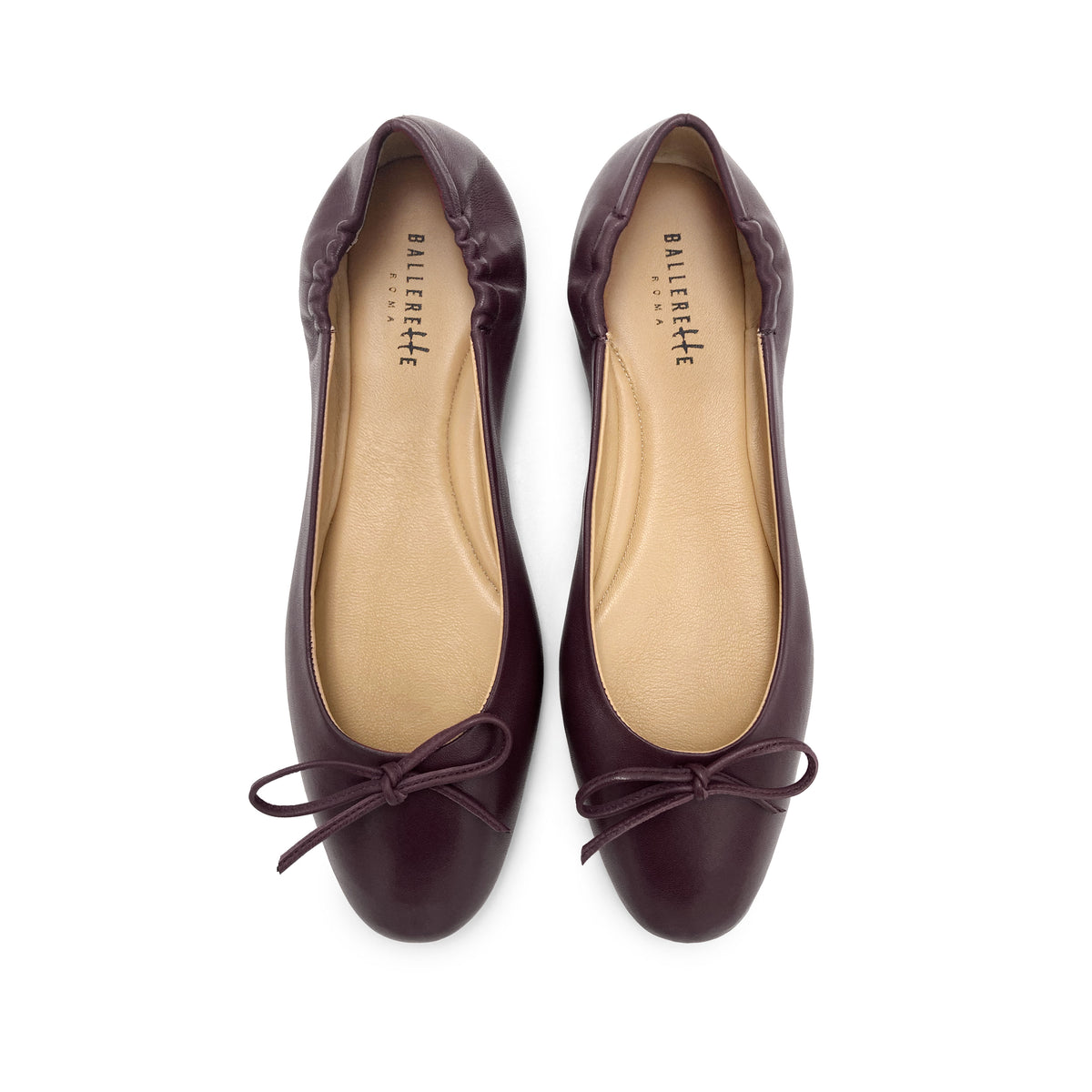 Bordeaux leather ballet flats with sacchetto construction