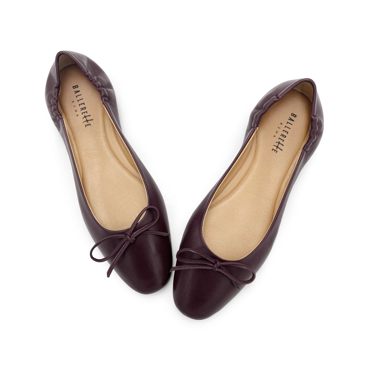 Bordeaux leather ballet flats with sacchetto construction