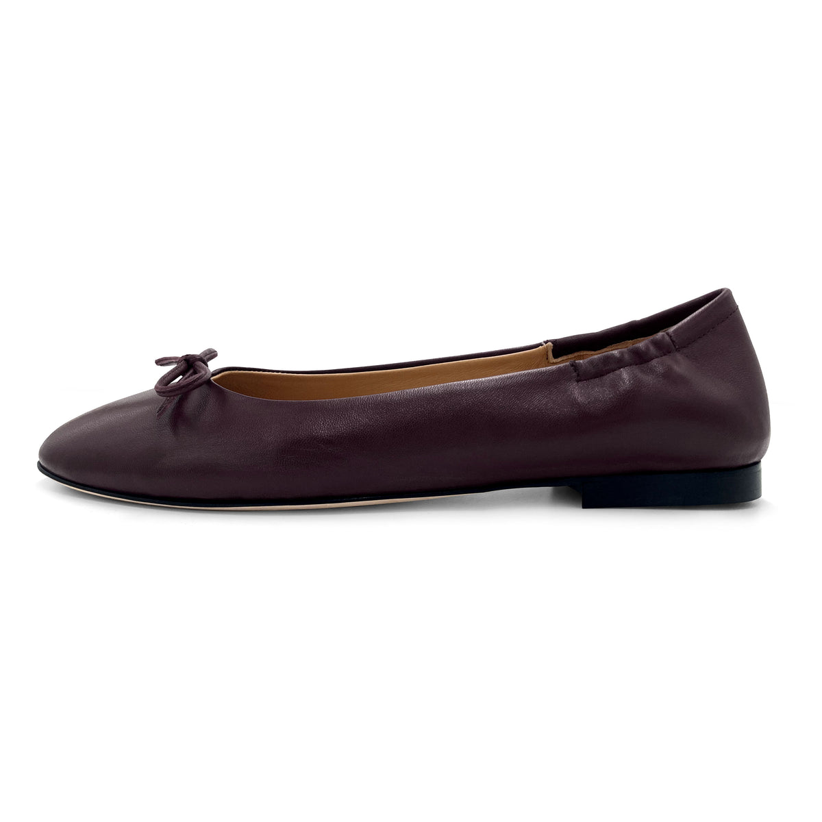 Bordeaux leather ballet flats with sacchetto construction