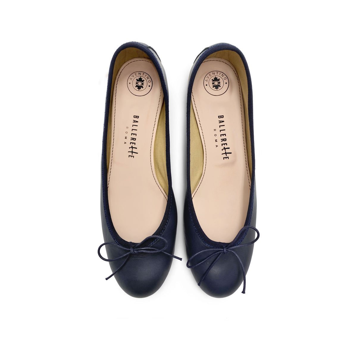 Blue leather ballet flats with heel