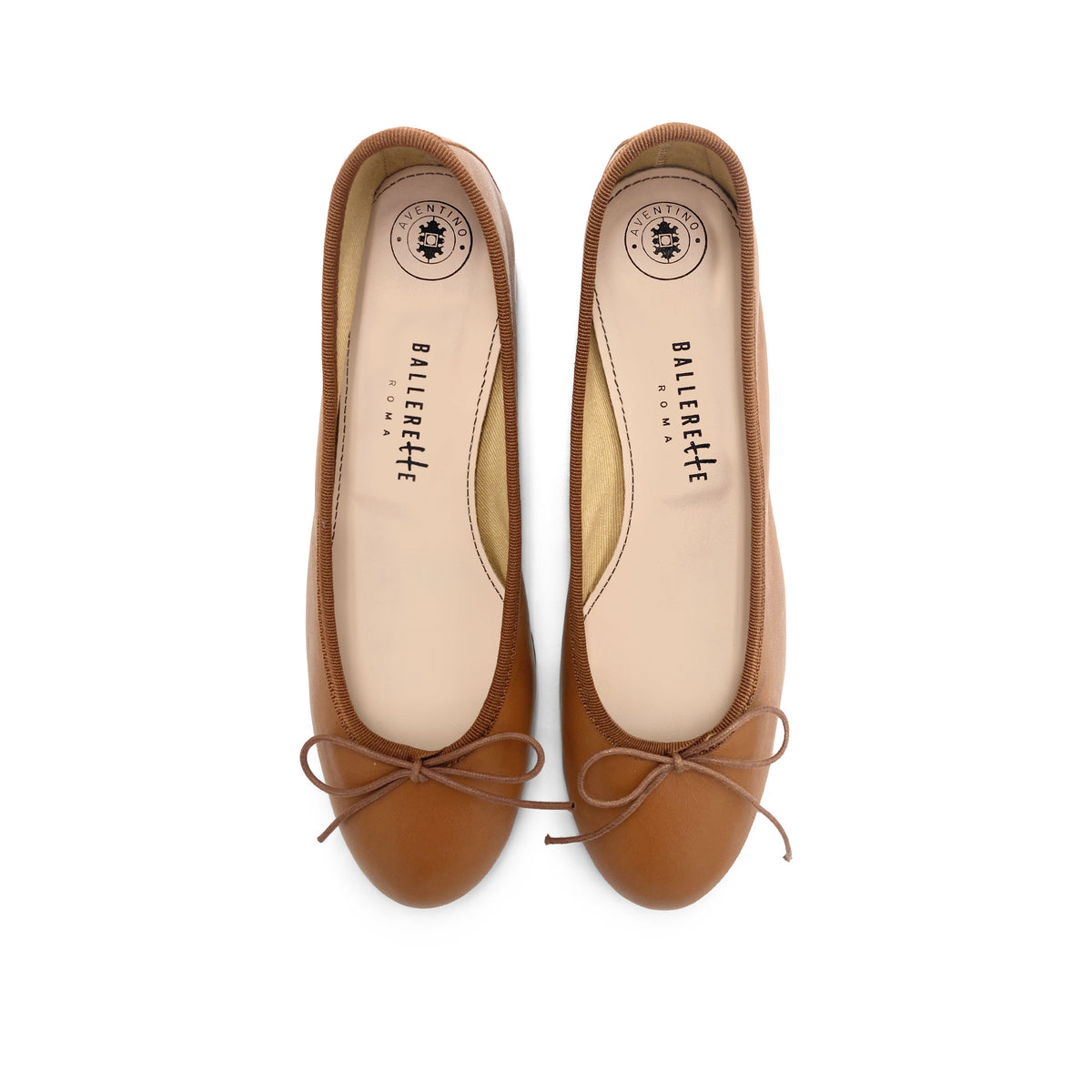 Tan leather ballet flats with heel