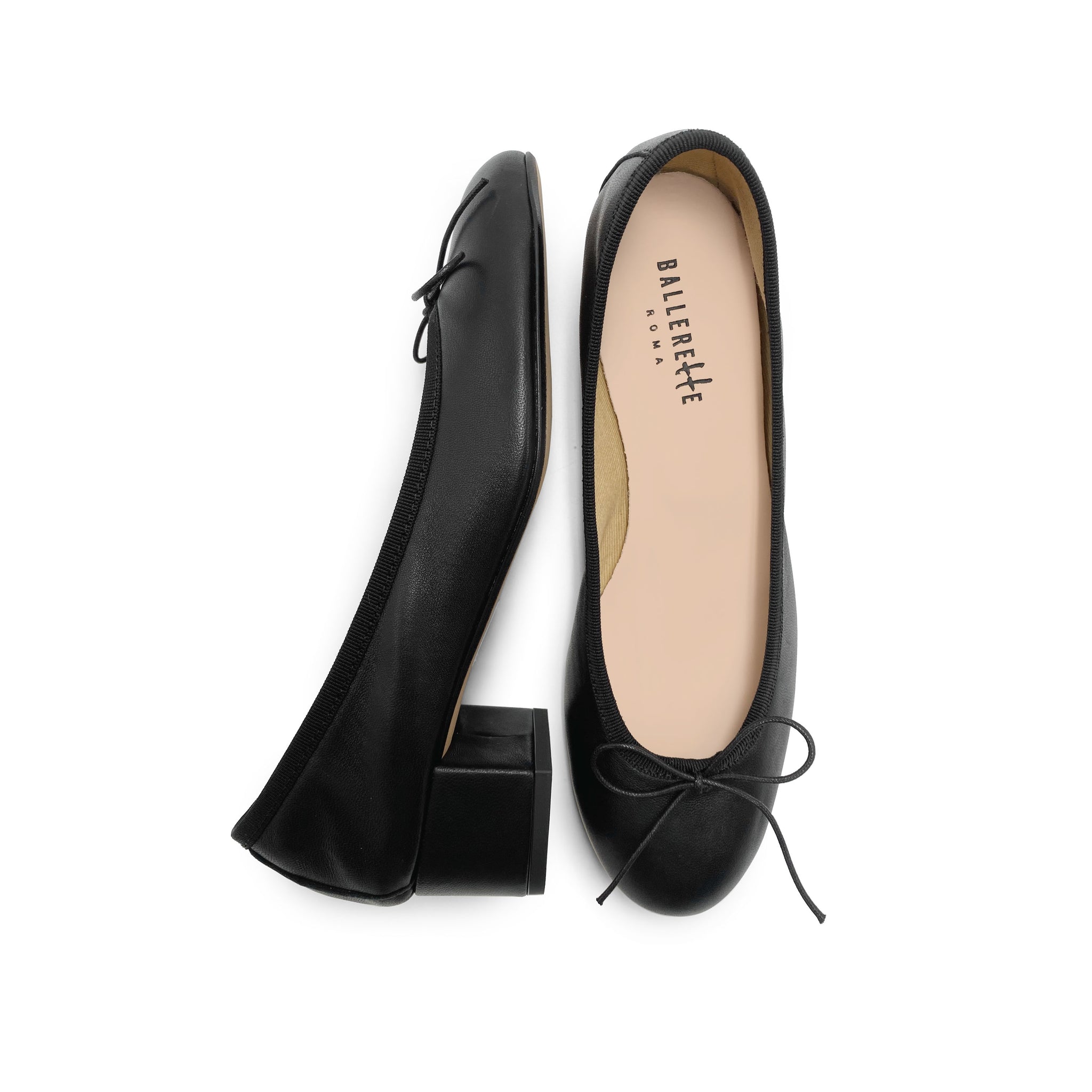 Black leather ballet flats with heel Black leather ballet flats with heel