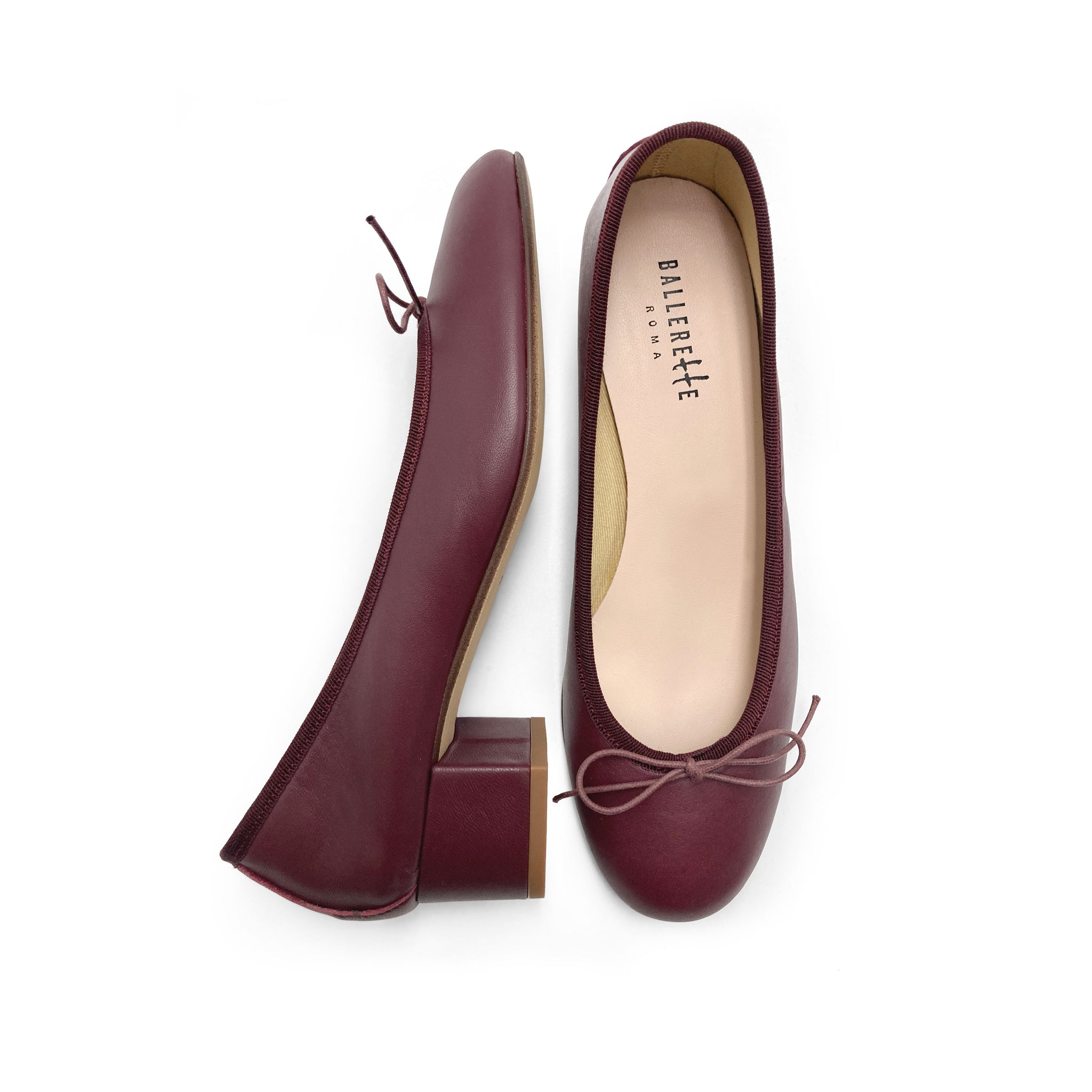 Burgundy leather ballet flats with heel Burgundy leather ballet flats with heel