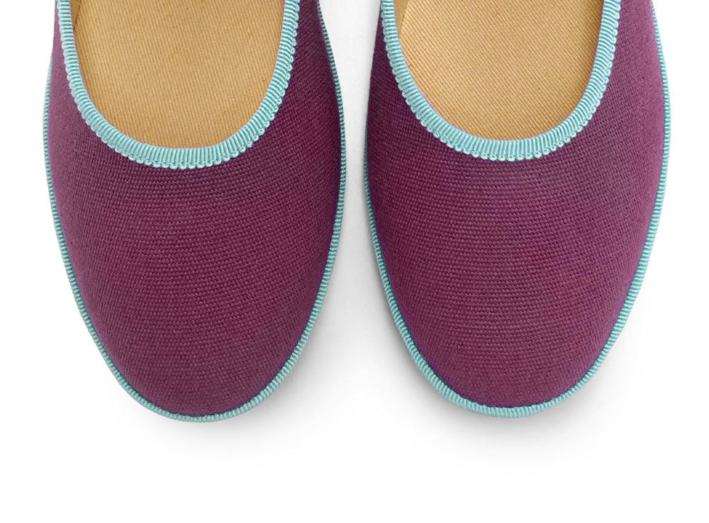 Purple cotton Mary Jane friulane with light blue details