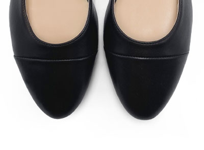 Black leather slingback ballet flats