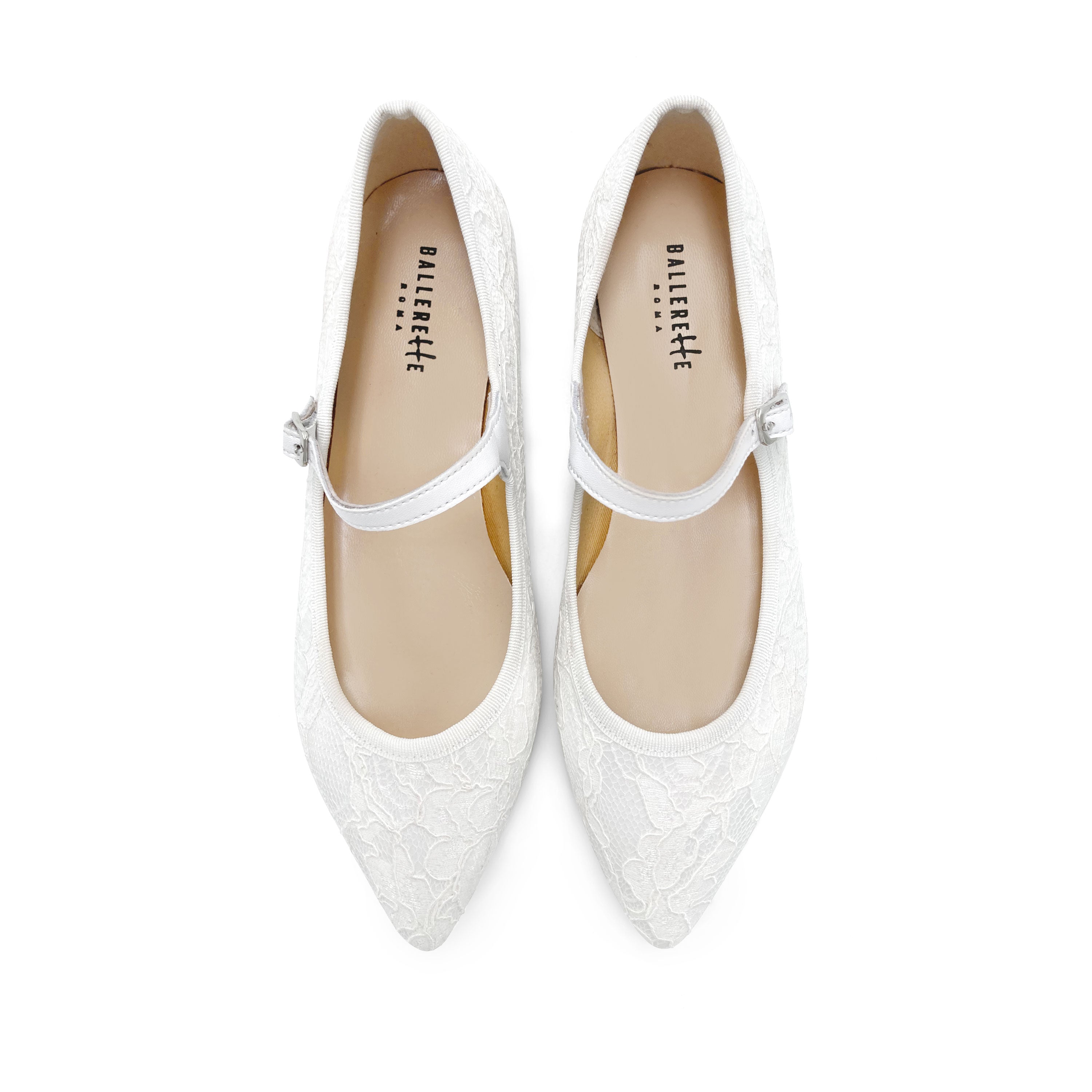 White lace bridal Mary Jane ballet flats
