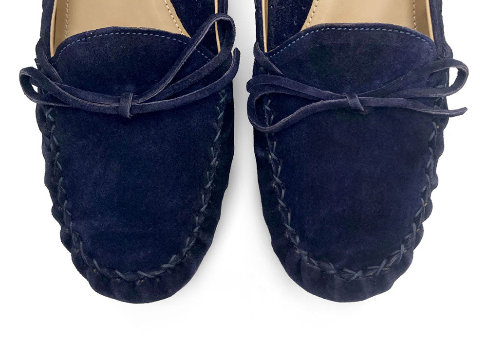 Women’s blue navy suede mocassins
