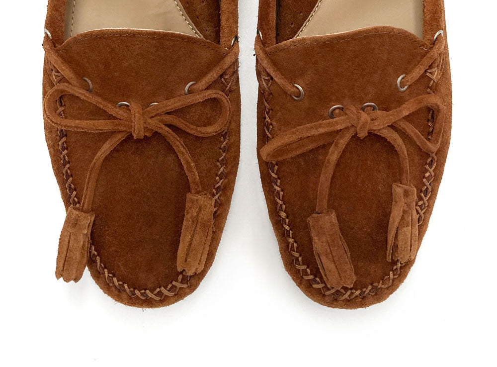 Women’s leather brown moccasins with beads
