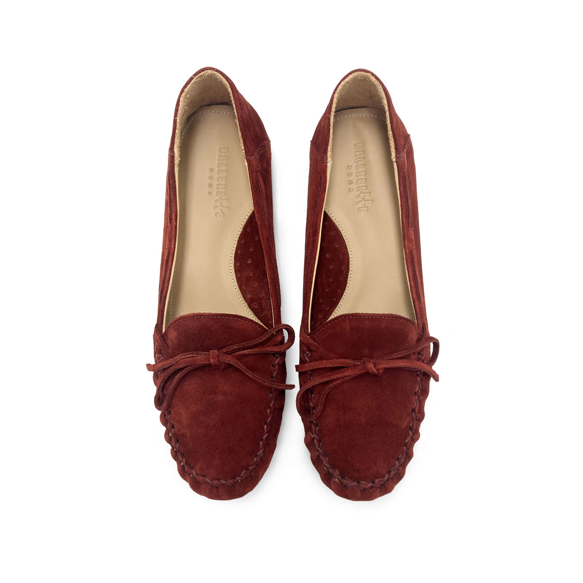 Women’s burgundy suede mocassins
