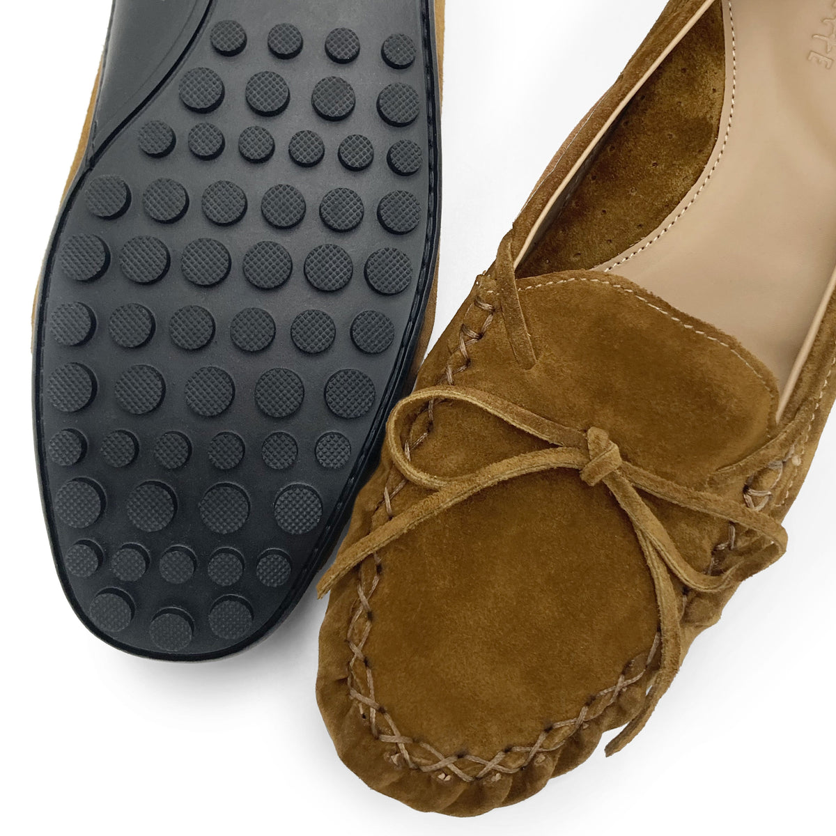 Women’s olive green suede mocassins