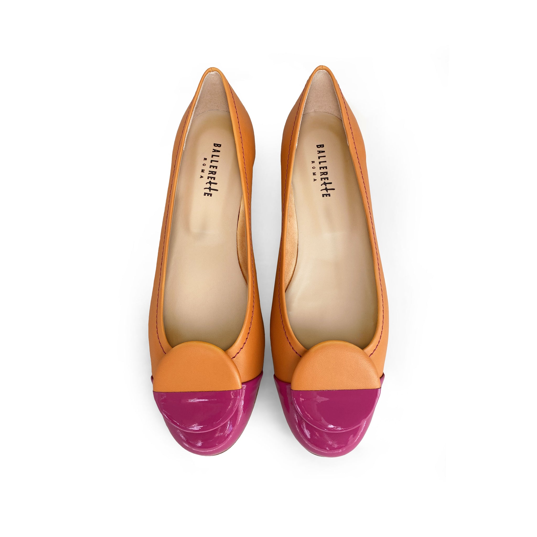 0900~floral patterned ballet flats with leather details main image 0