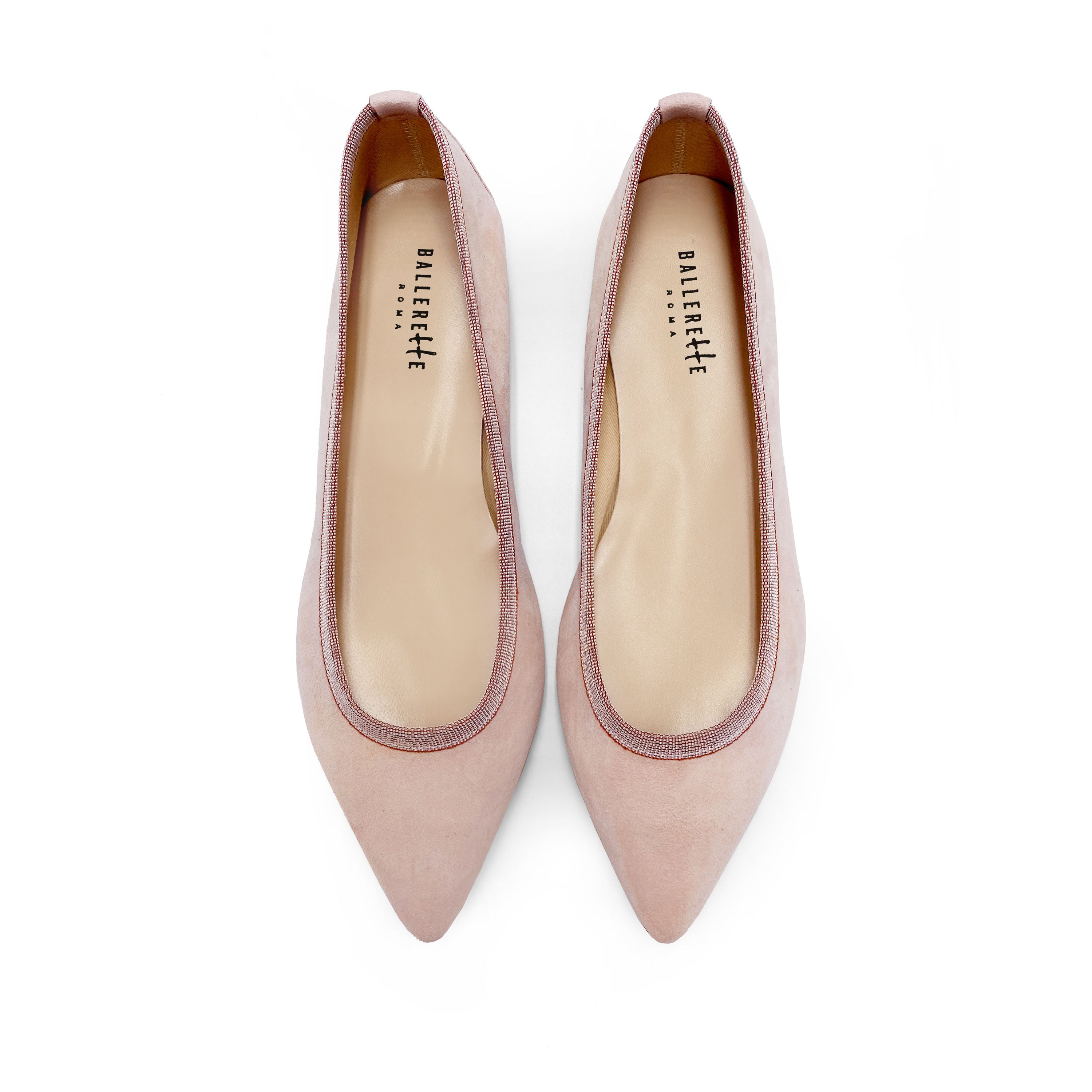Blush Pink Suede Pointed Toe Ballet Flats