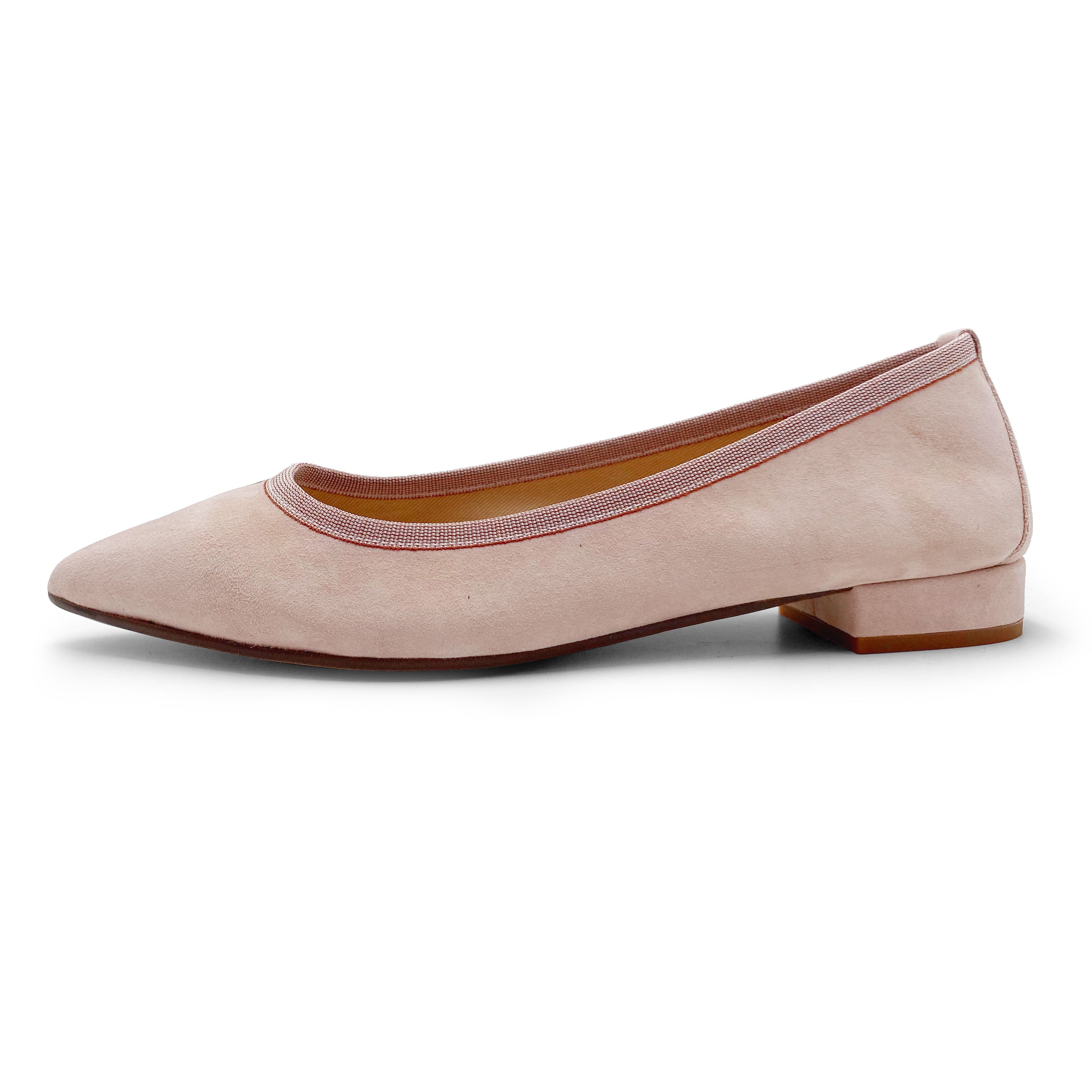 Blush Pink Suede Pointed Toe Ballet Flats