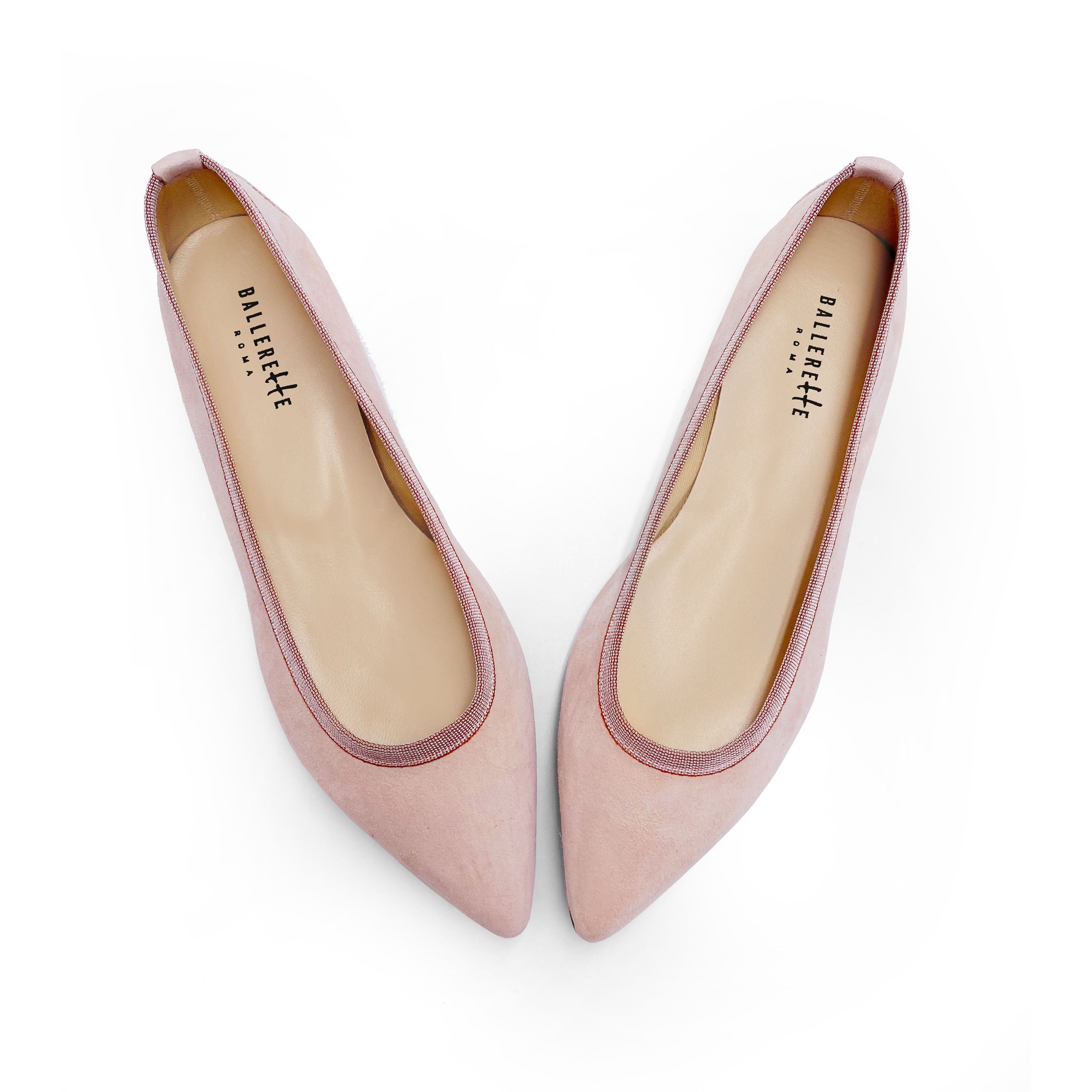 Blush Pink Suede Pointed Toe Ballet Flats