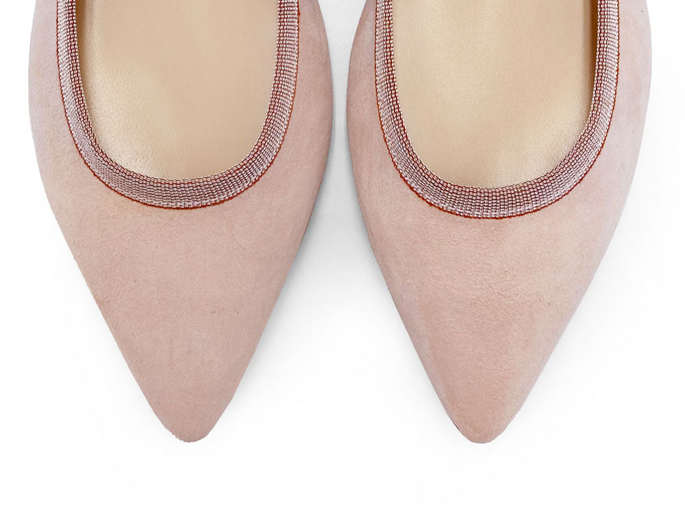 Blush Pink Suede Pointed Toe Ballet Flats