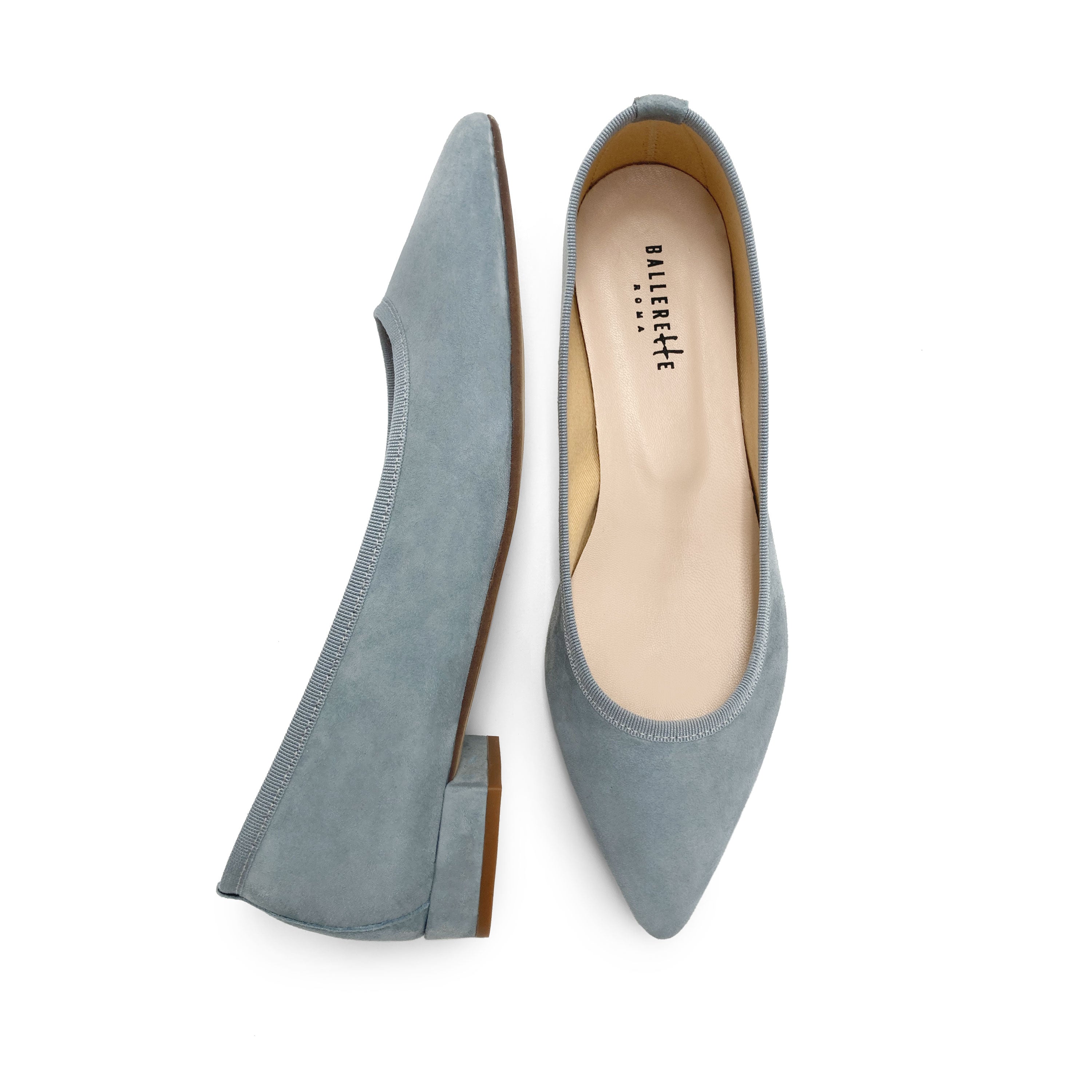 Powder Blue Suede Pointed toe Ballet Flats