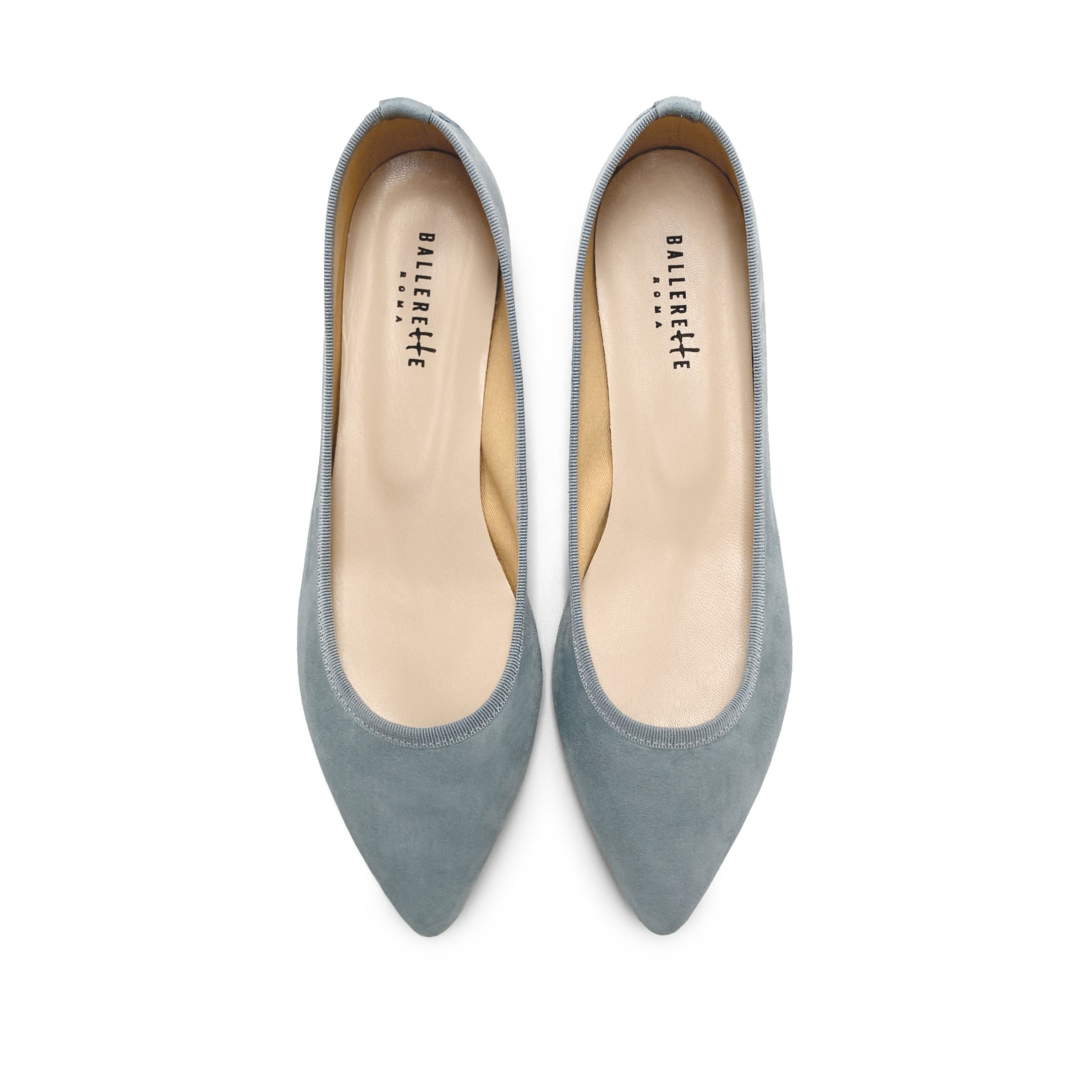 Powder Blue Suede Pointed toe Ballet Flats