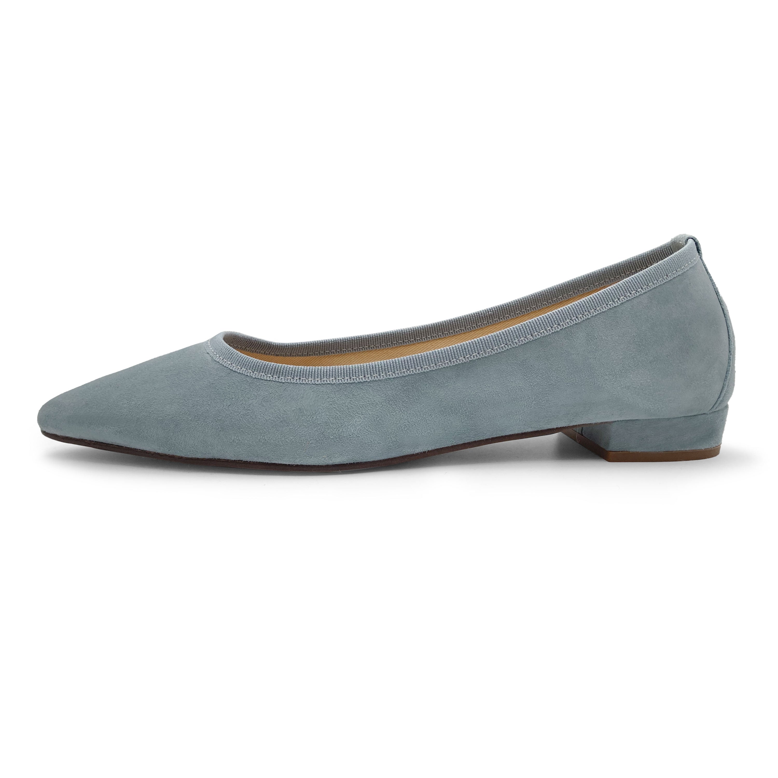 Powder Blue Suede Pointed toe Ballet Flats