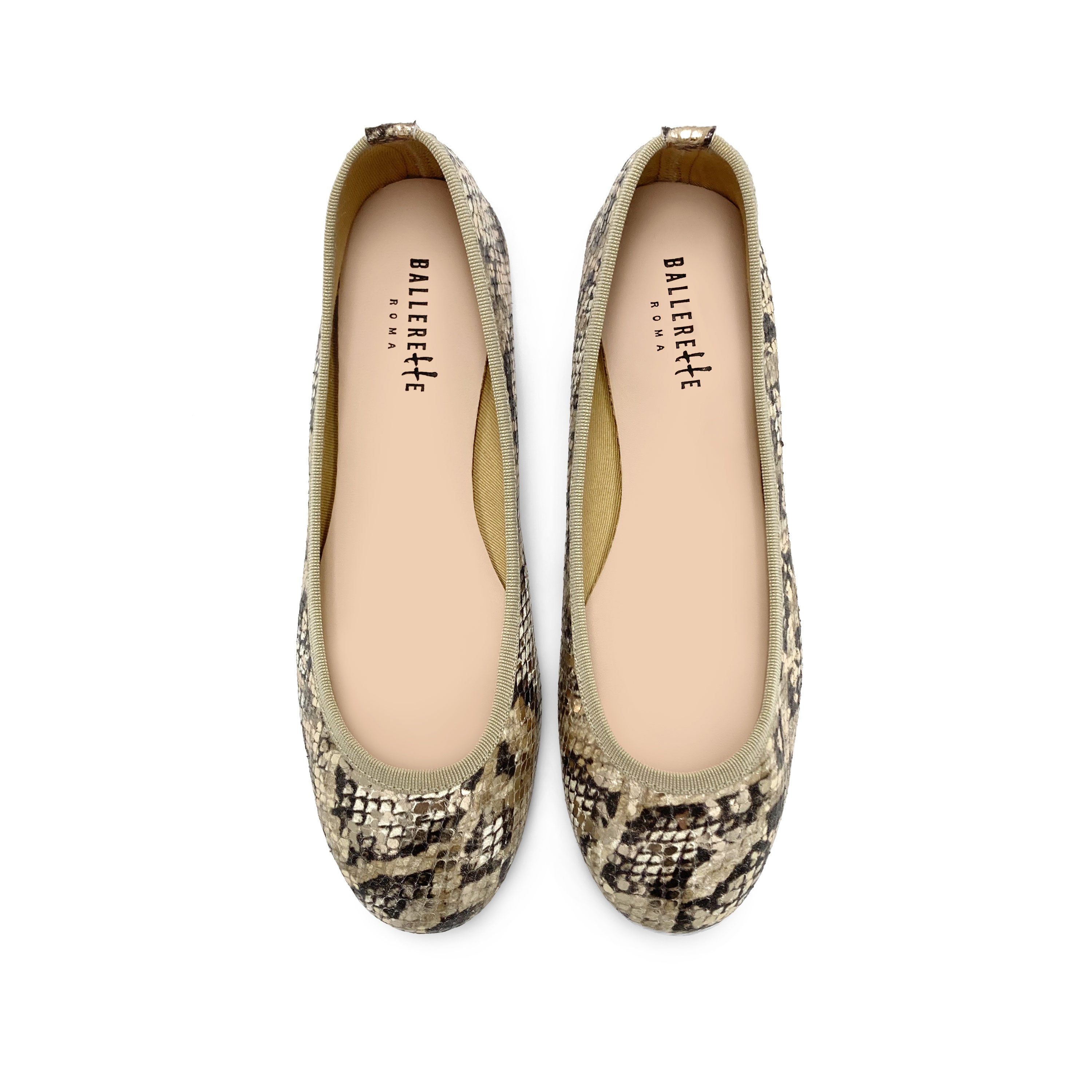 Snake print leather ballet flats