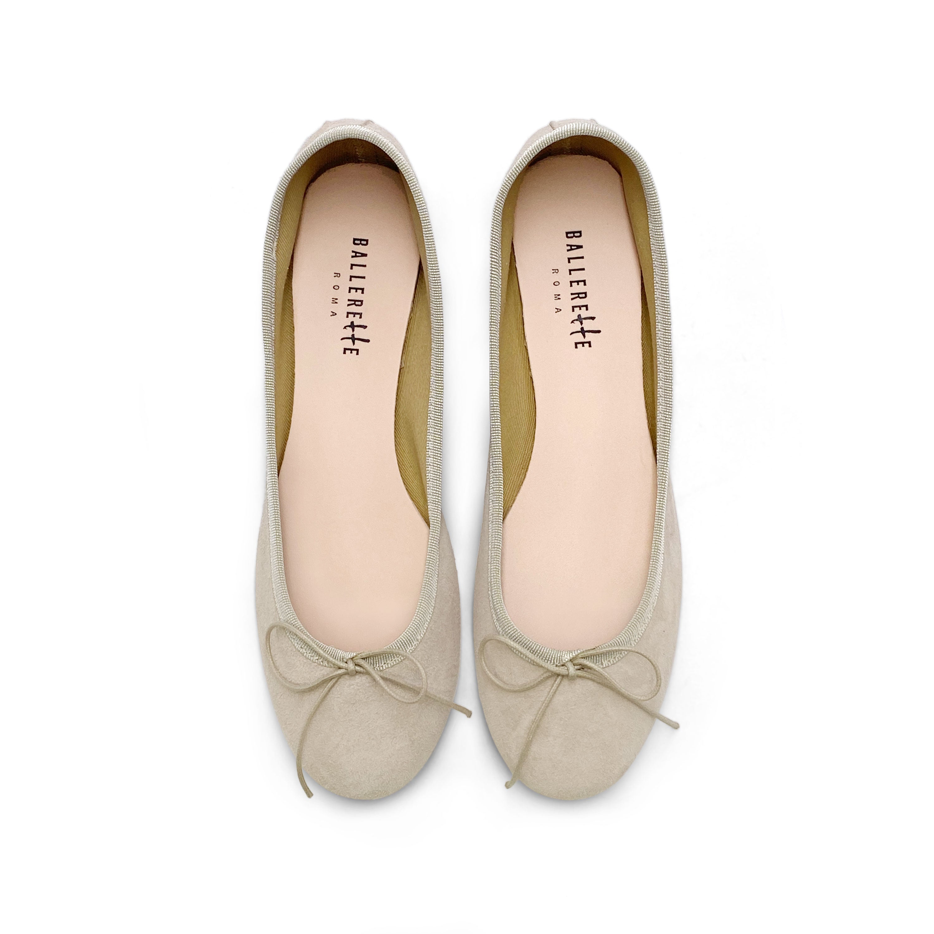 Beige suede ballet flats