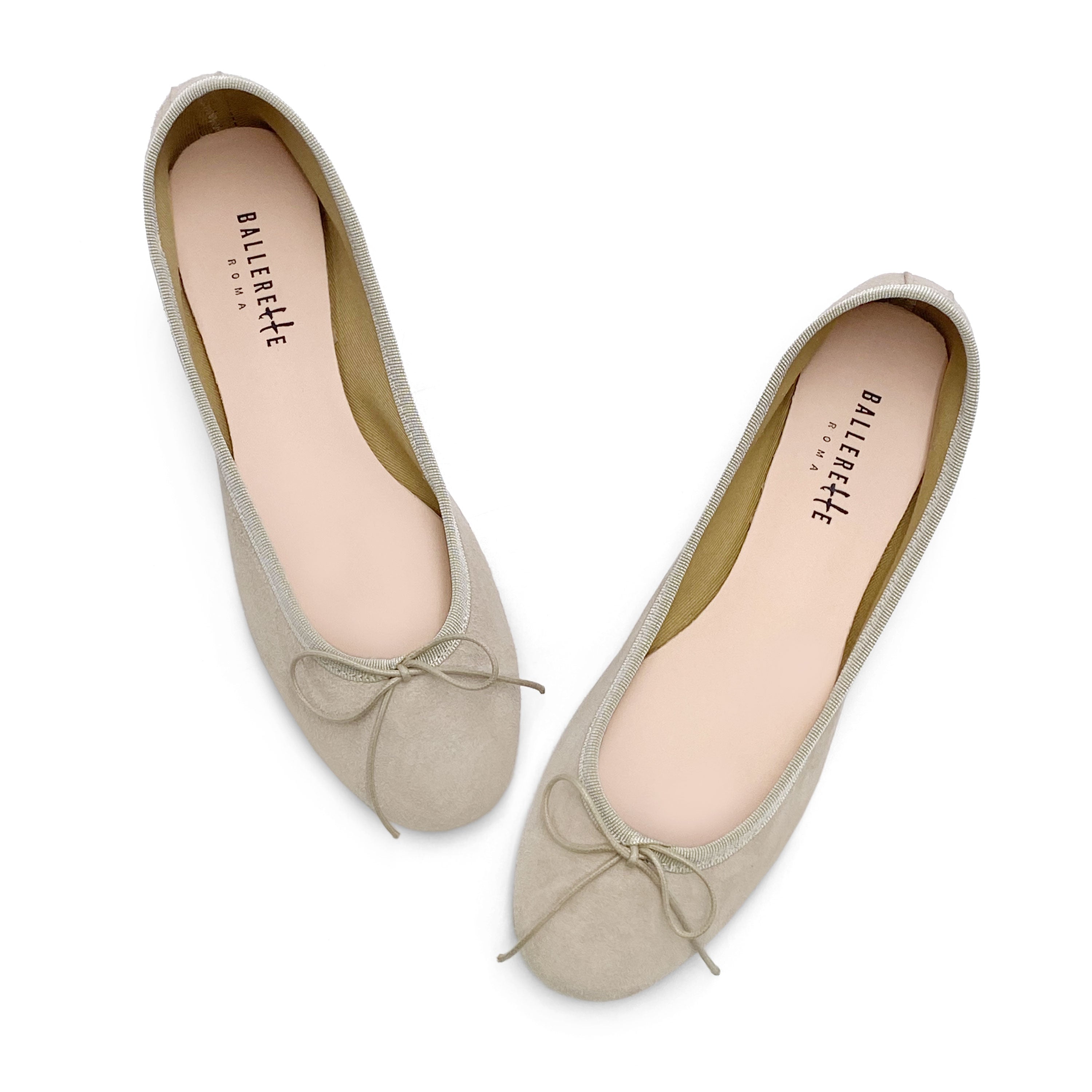 Beige suede ballet flats