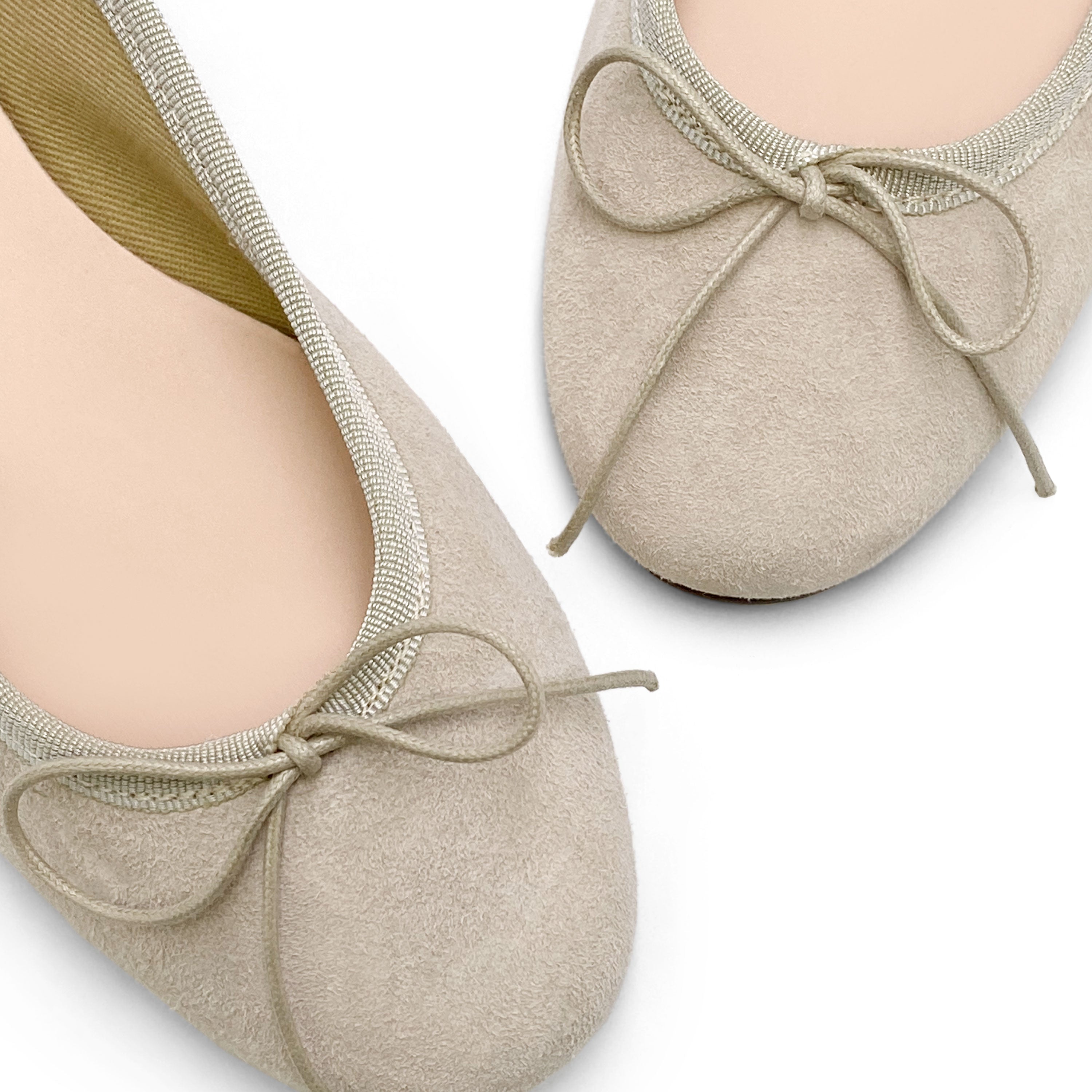 Beige suede ballet flats