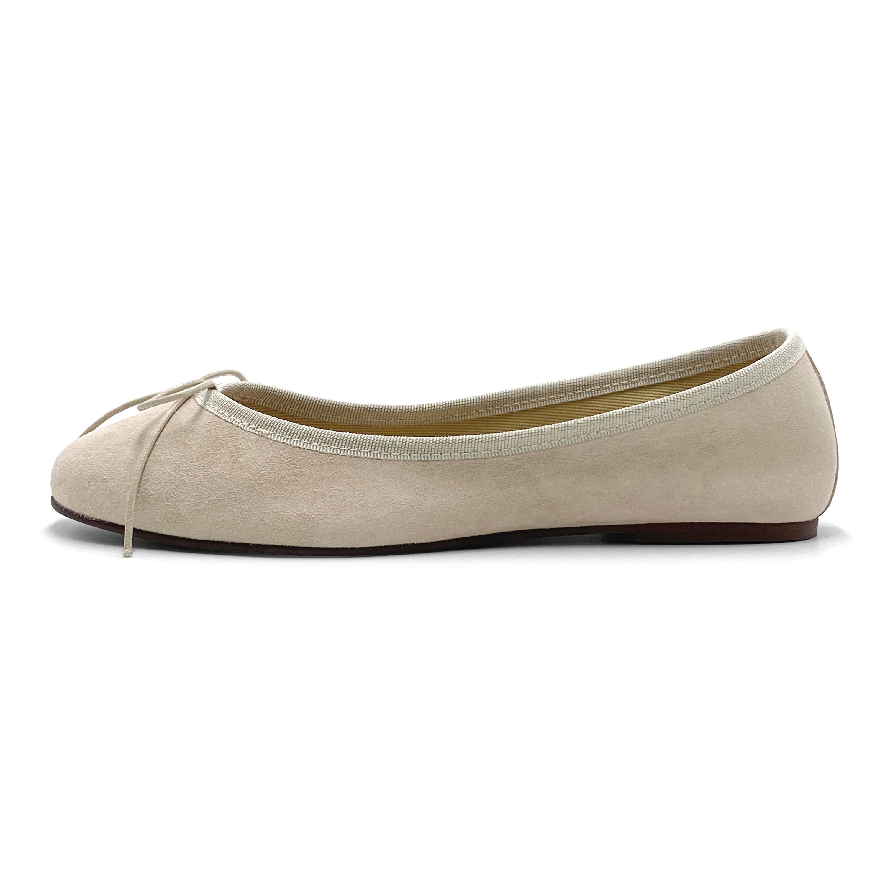 Beige suede ballet flats
