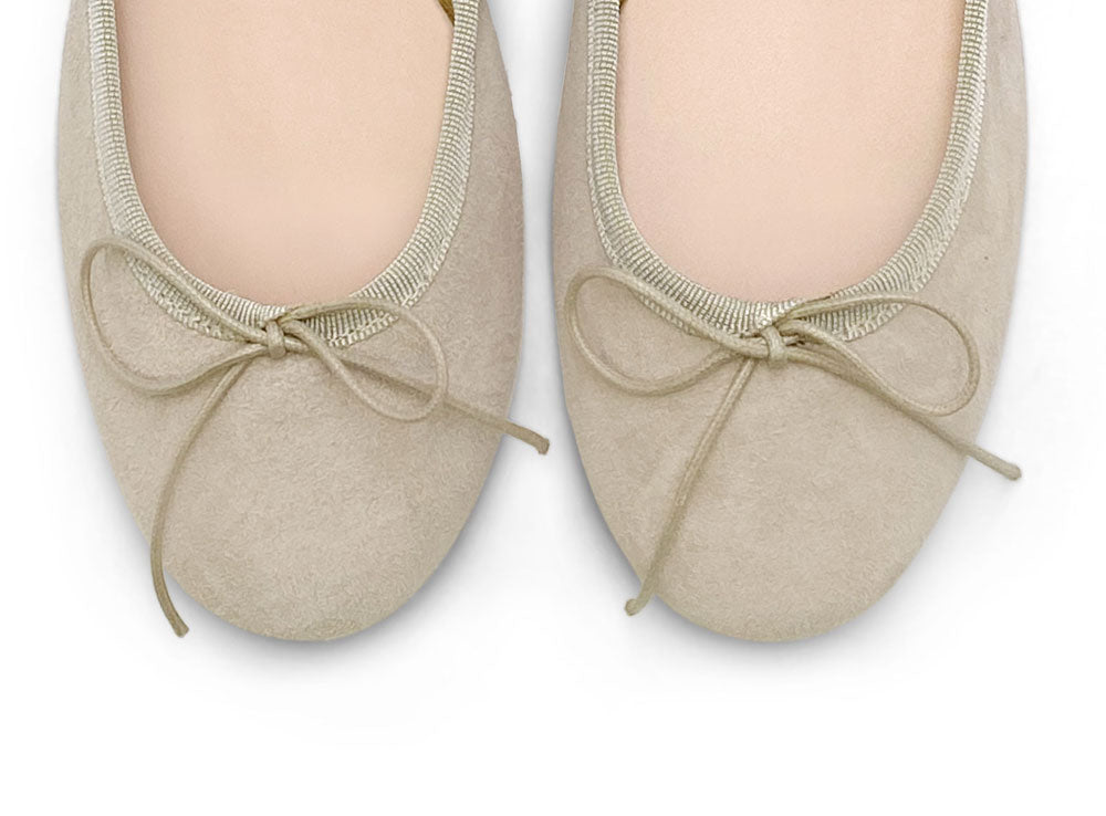 Beige suede ballet flats