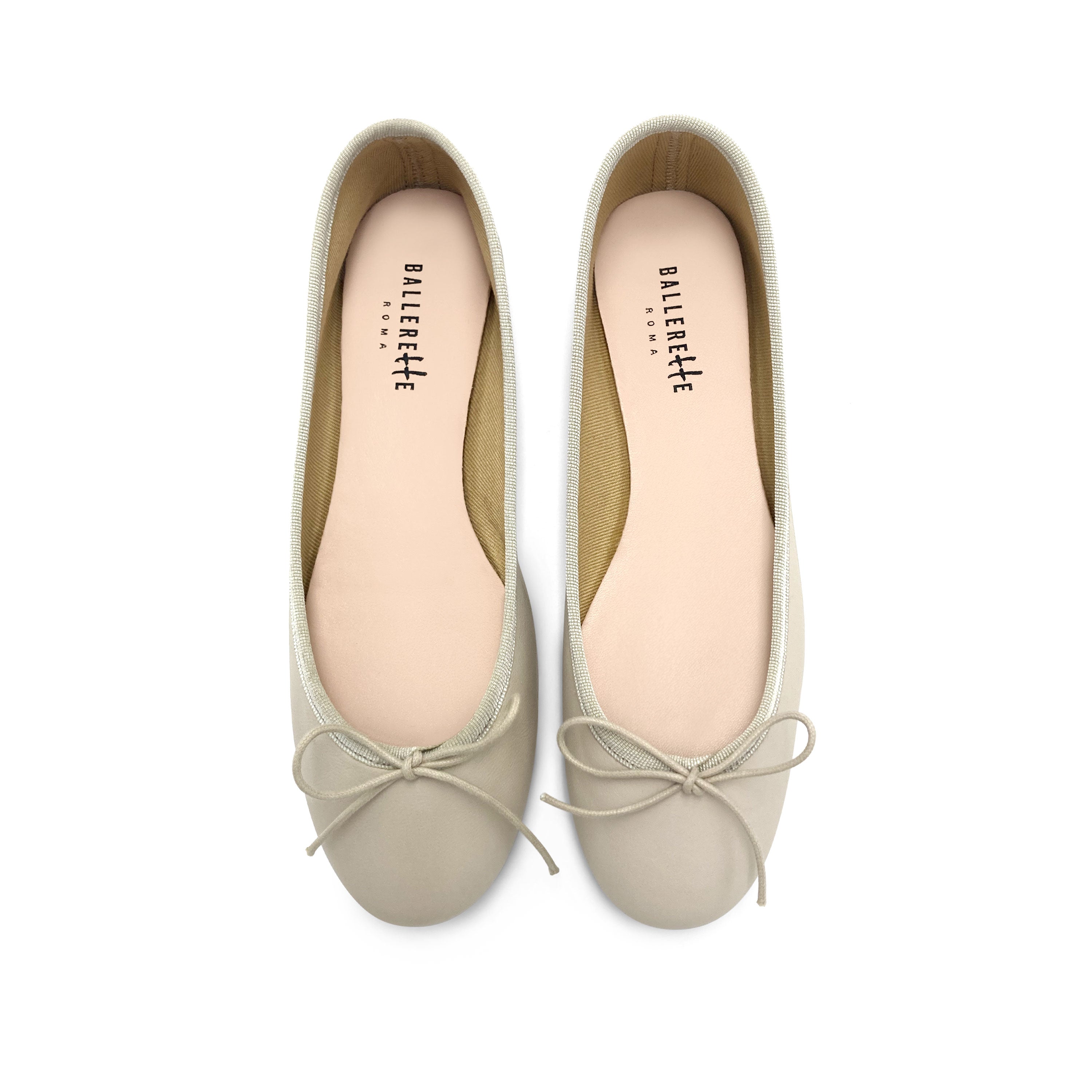 Beige leather ballet flats
