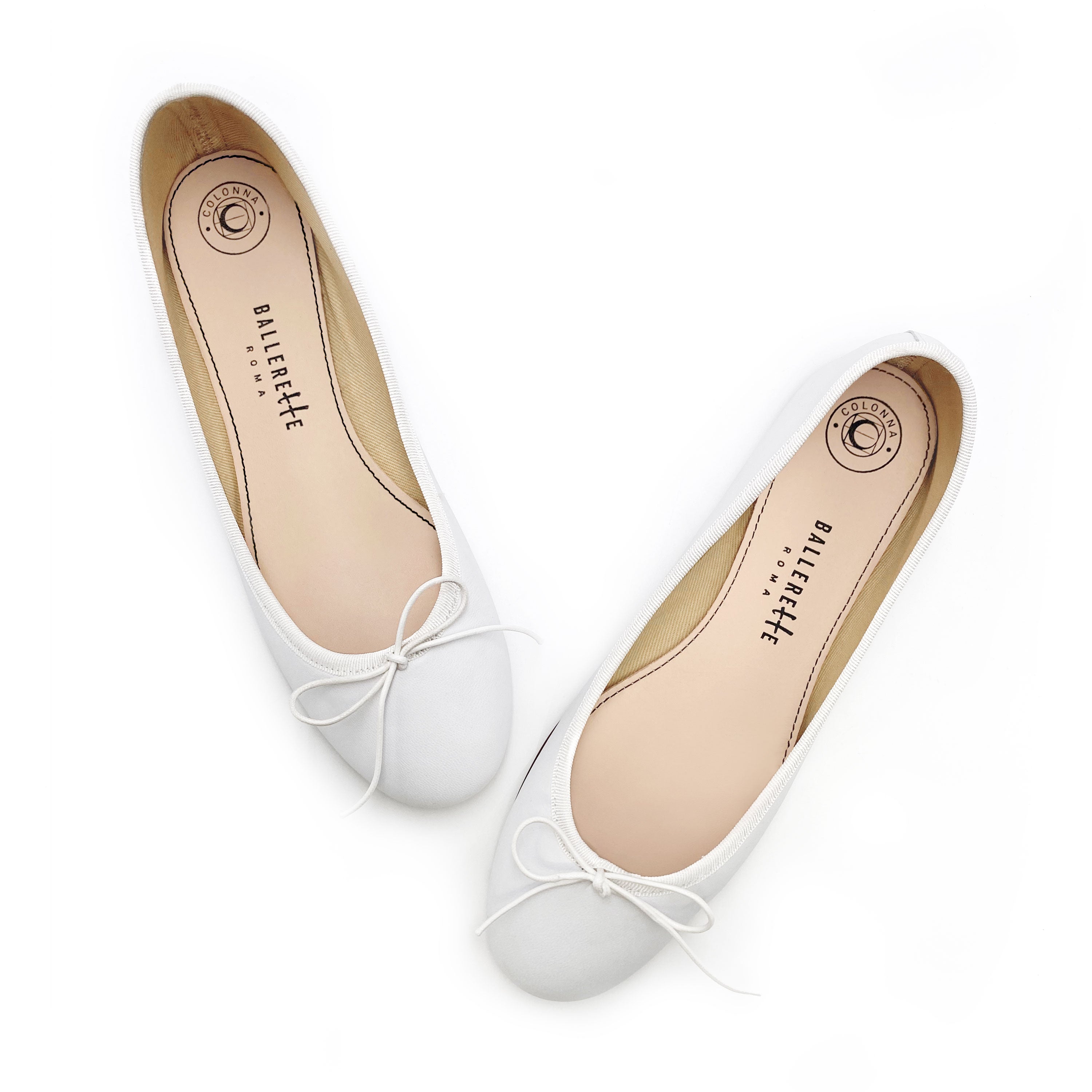 White leather ballet flats