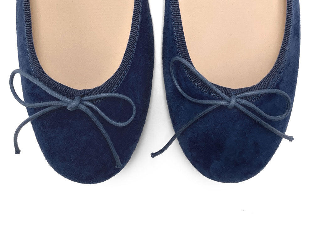 Navy blue suede ballet flats