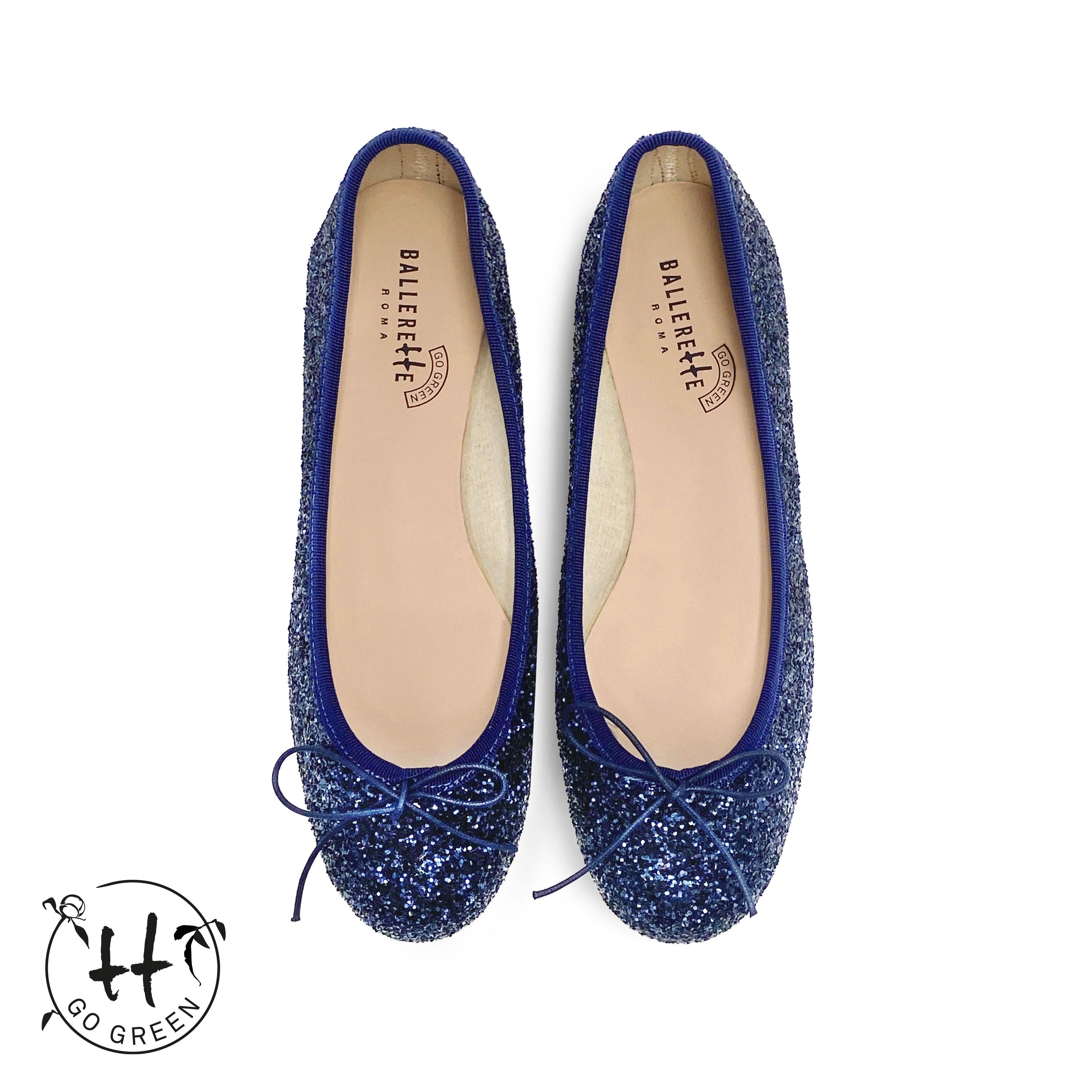 TT GO GREEN Collection - Blue glitter ballet flats in ECO fabric