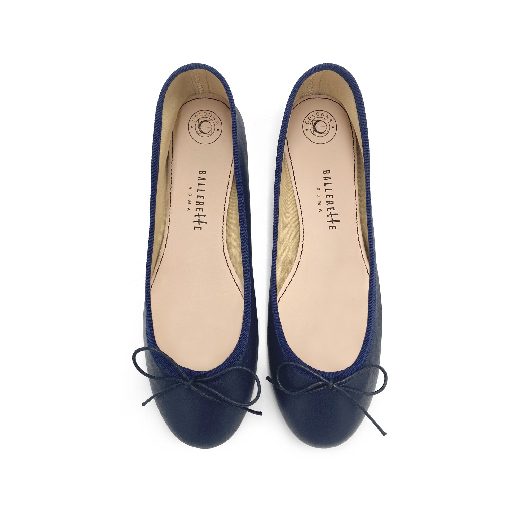Navy blue leather ballet flats