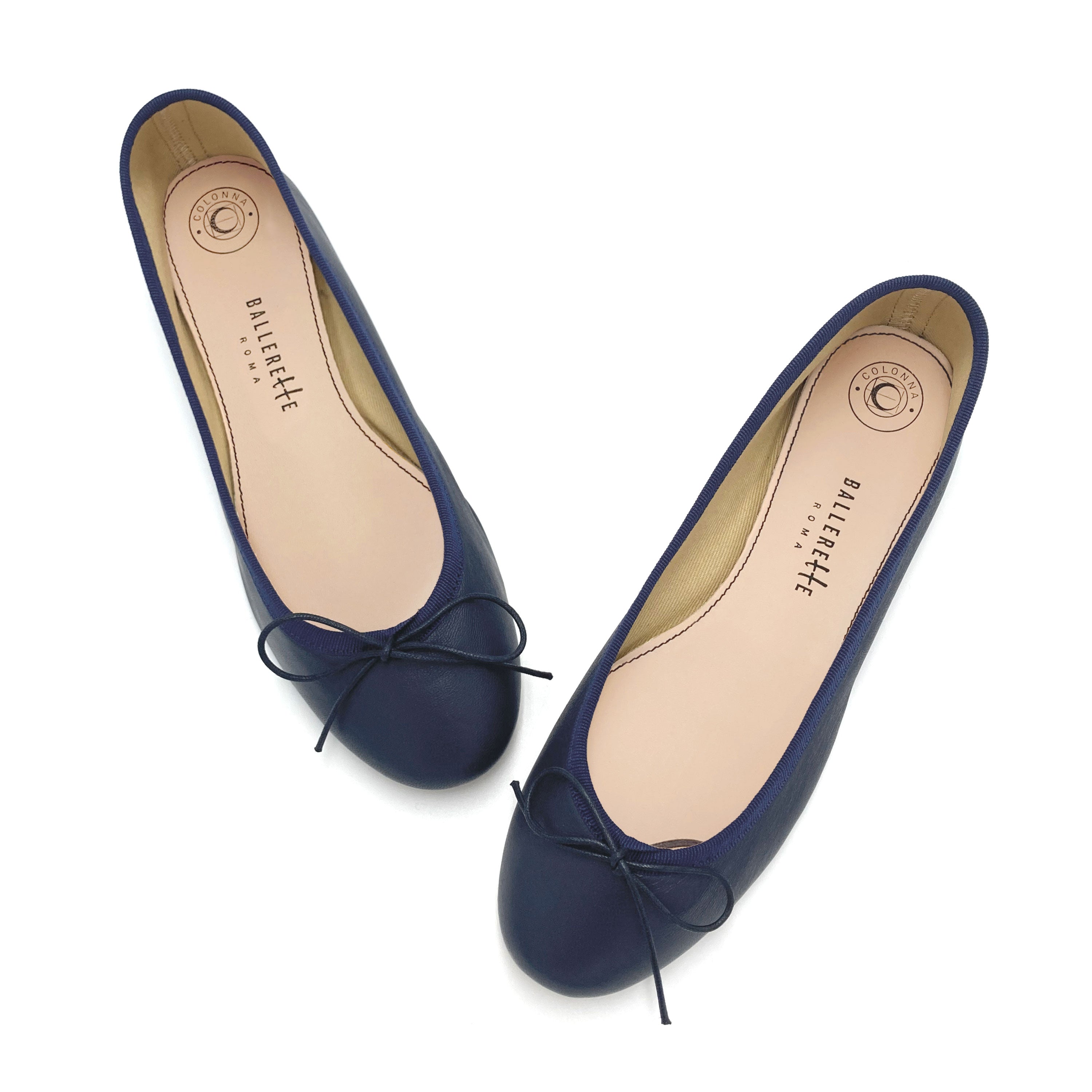 Navy blue leather ballet flats