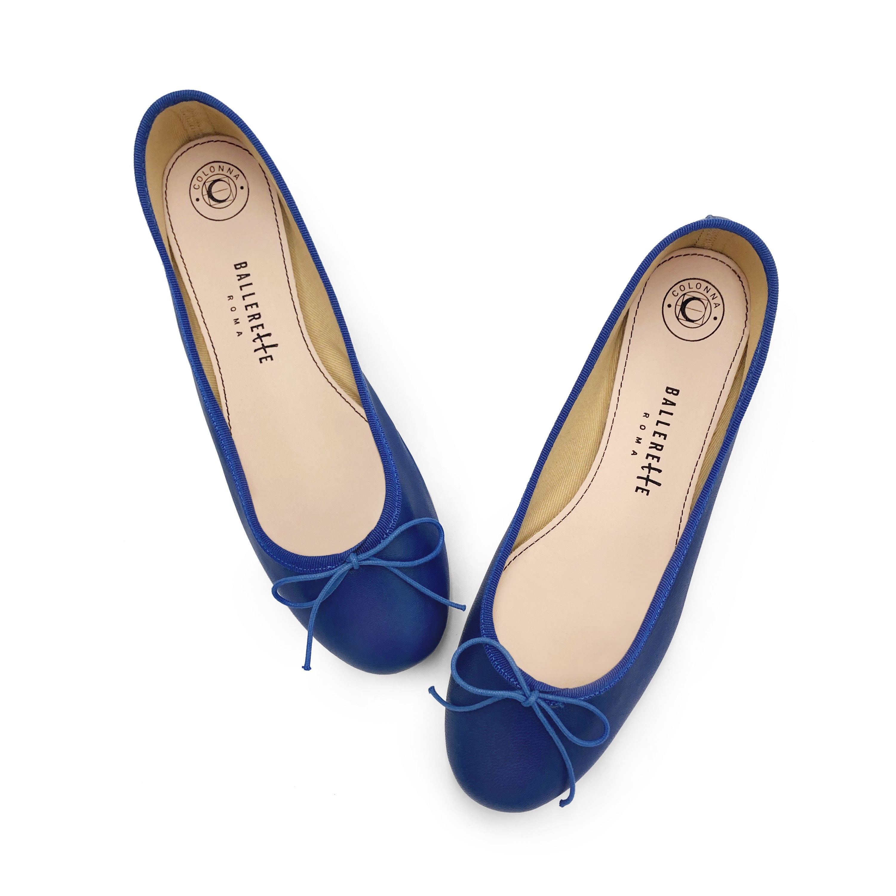 Royal blue leather ballet flat
