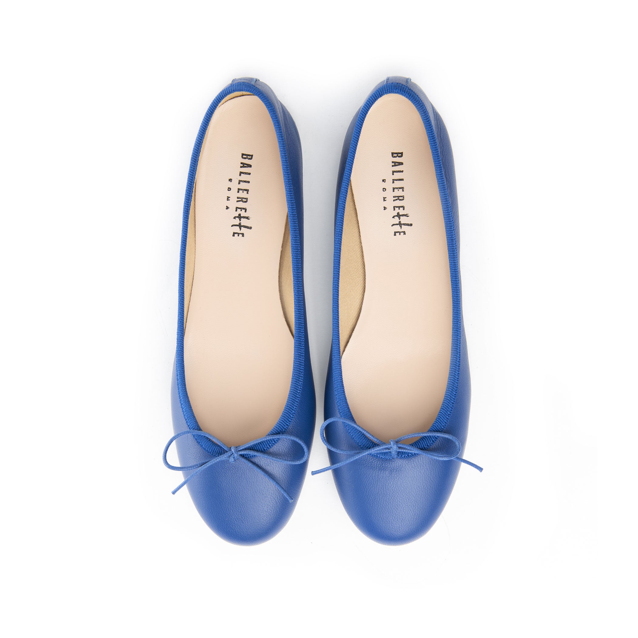 Royal blue leather ballet flat