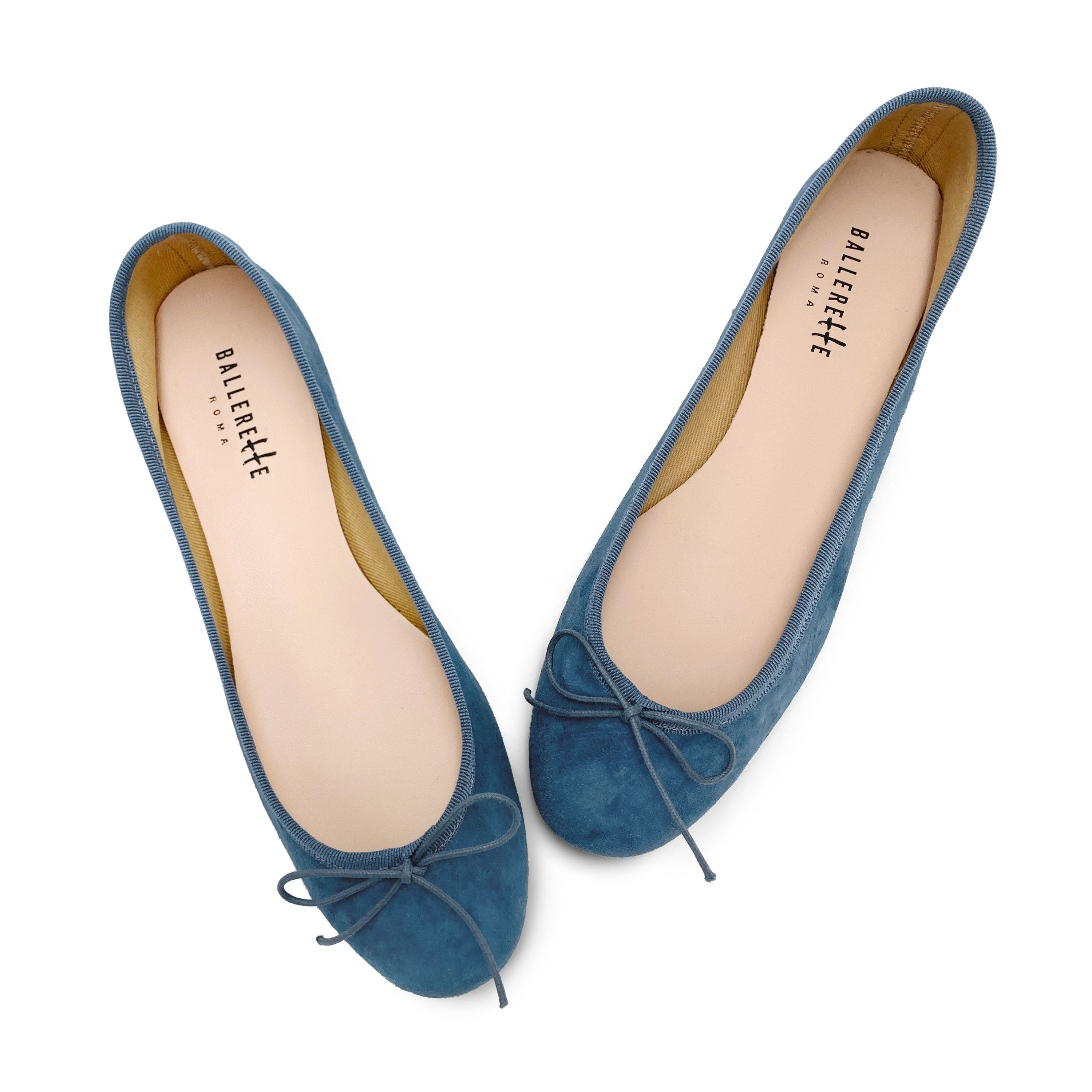 Cerulean blue suede ballet flats