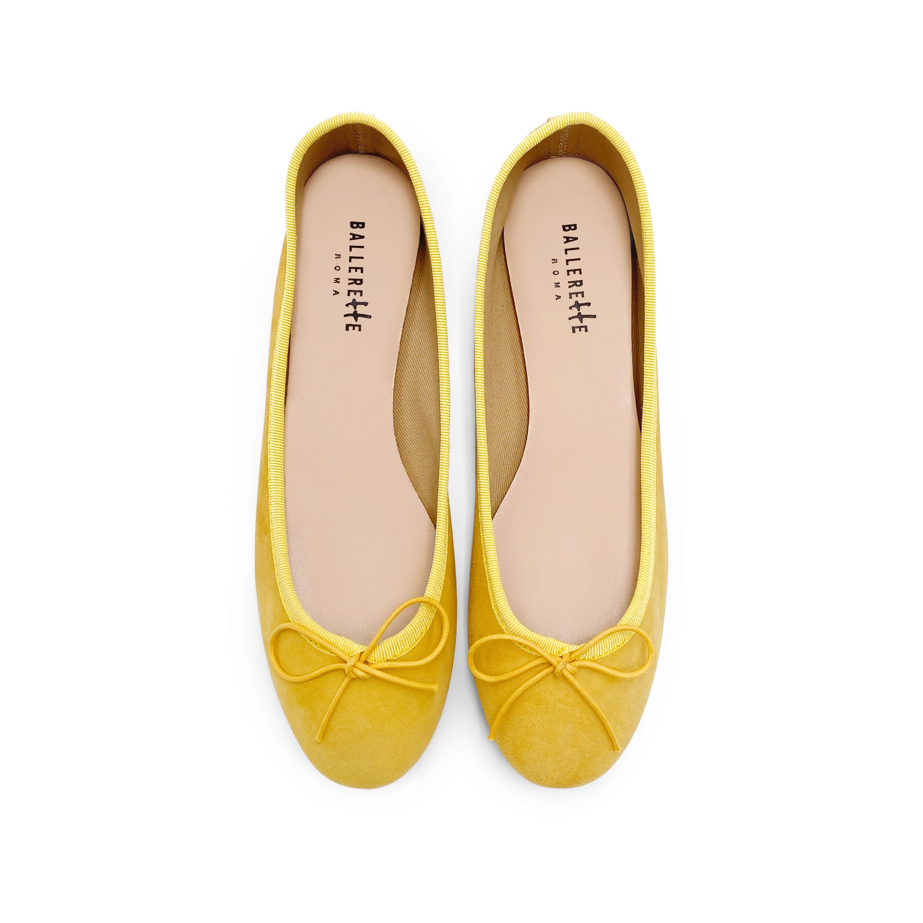 Yellow suede ballet flats