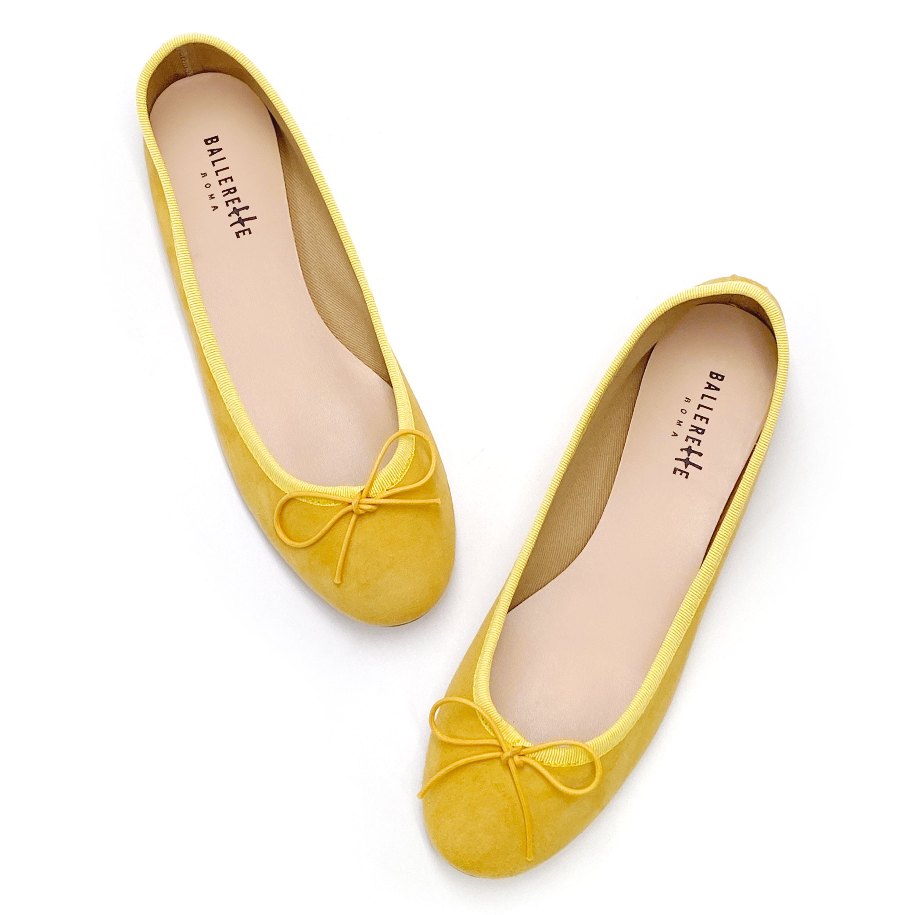 Yellow suede ballet flats