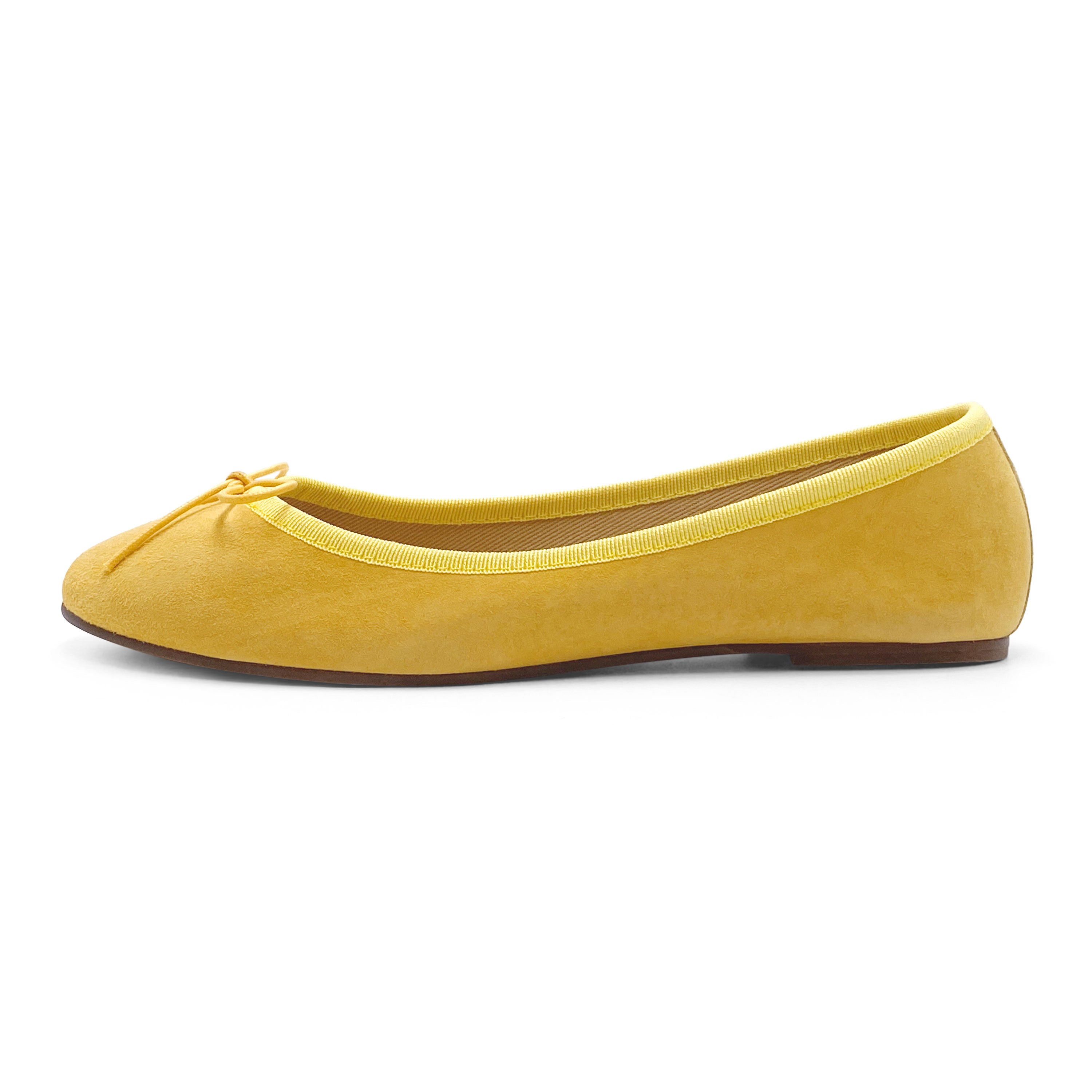 Yellow suede ballet flats