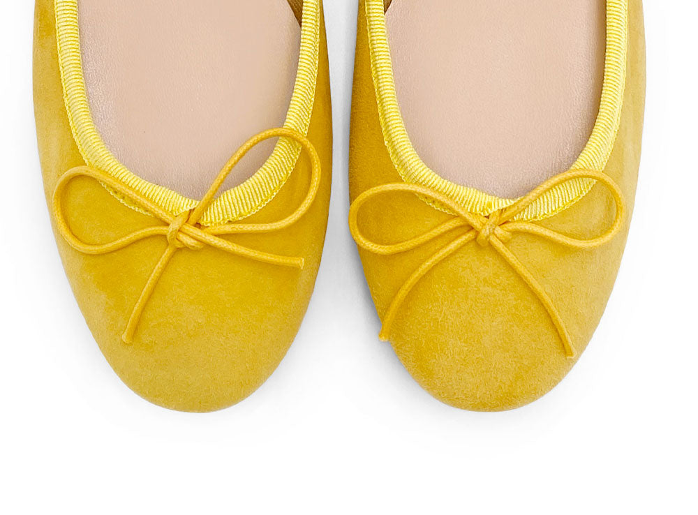 Yellow suede ballet flats