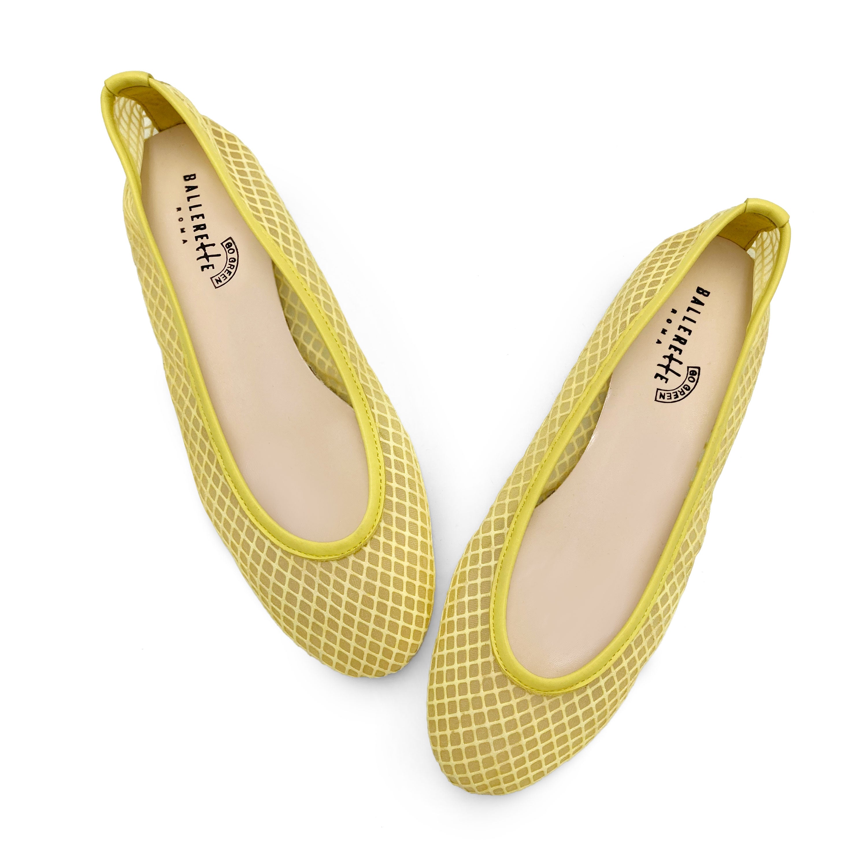 TT GO GREEN Collection - Yellow Transparent Mesh Ballet Flats in ECO Recycled Fabric