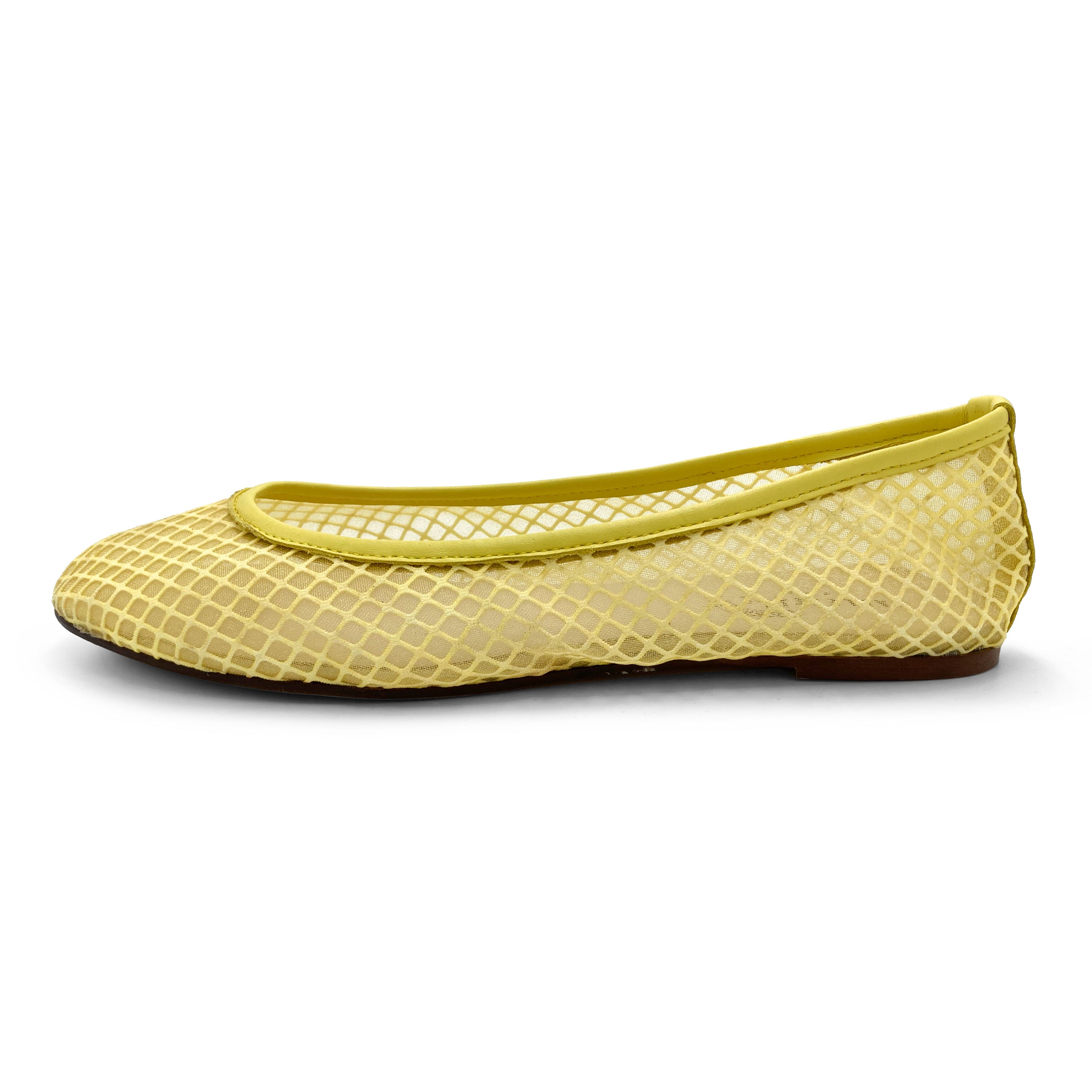 TT GO GREEN Collection - Yellow Transparent Mesh Ballet Flats in ECO Recycled Fabric