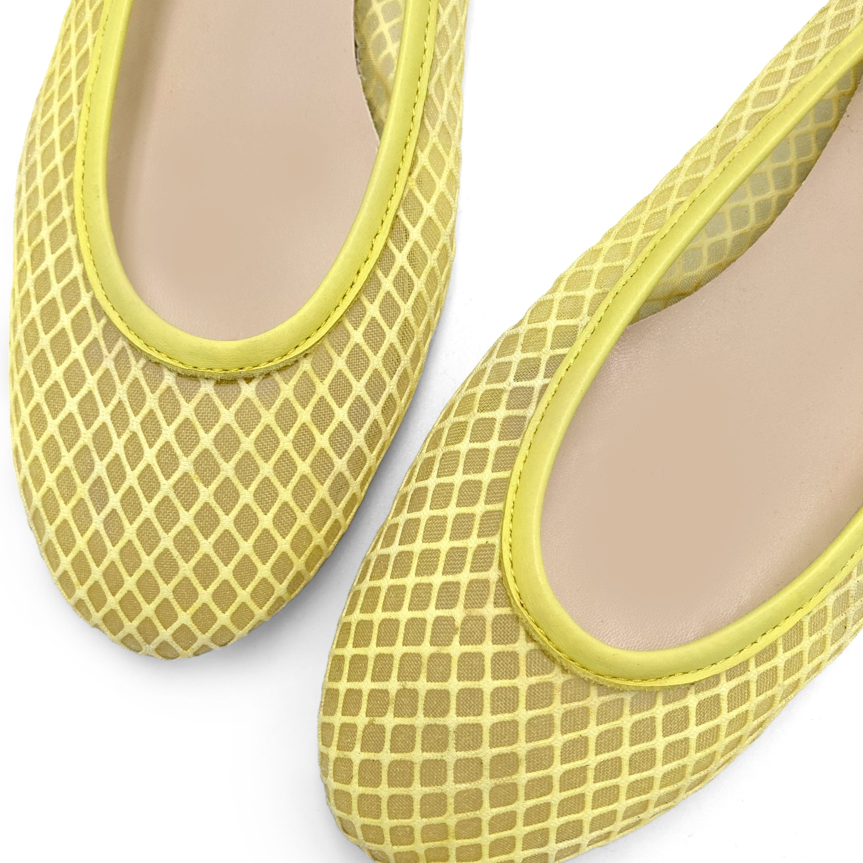 TT GO GREEN Collection - Yellow Transparent Mesh Ballet Flats in ECO Recycled Fabric