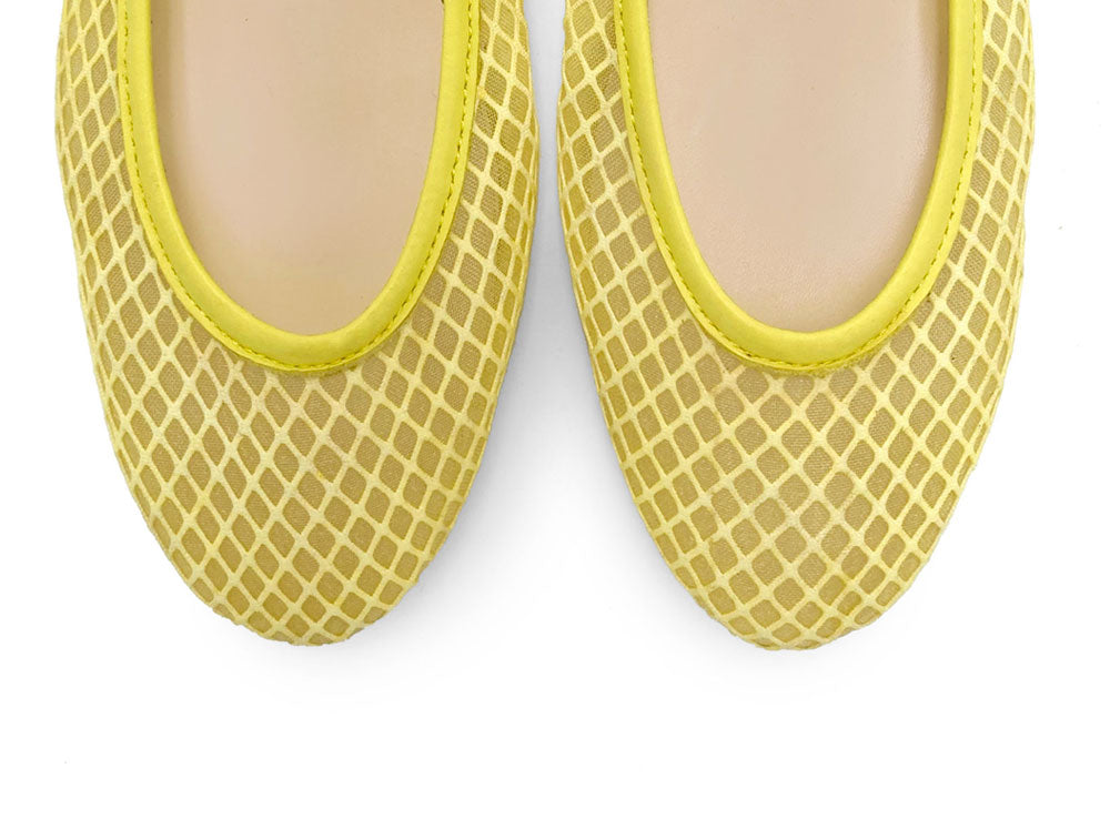 TT GO GREEN Collection - Yellow Transparent Mesh Ballet Flats in ECO Recycled Fabric