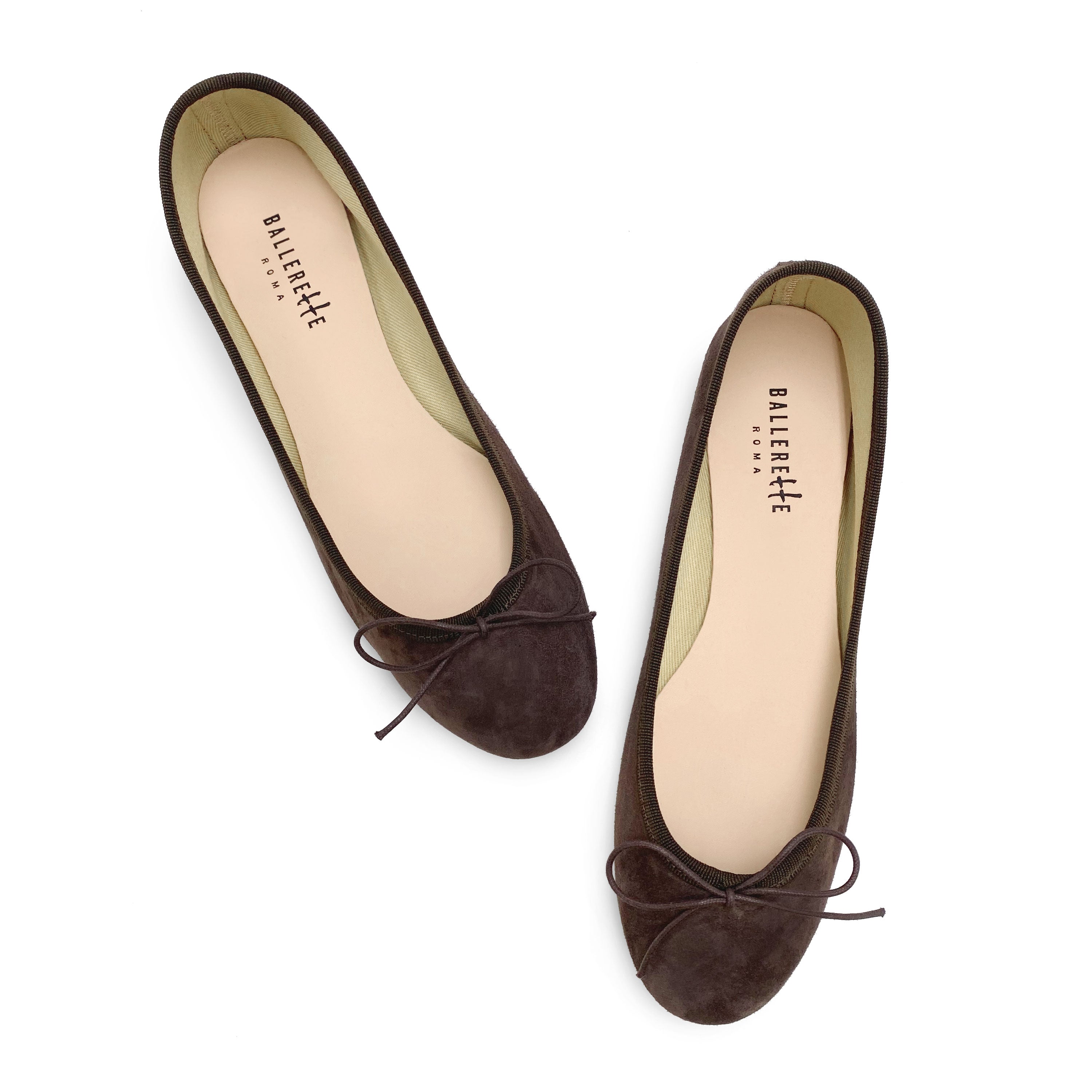 Deep brown suede ballet flats
