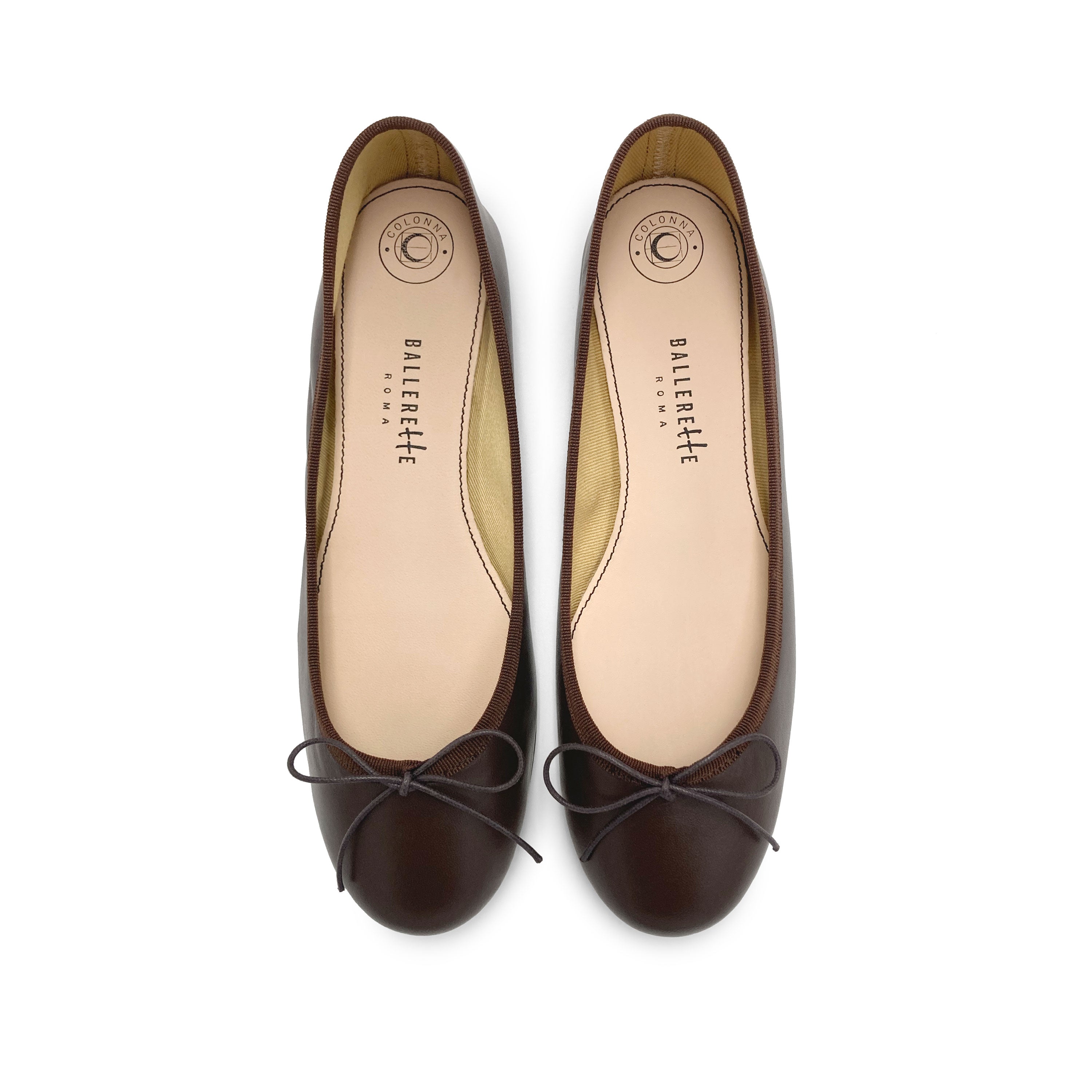 Dark-brown leather ballet flats