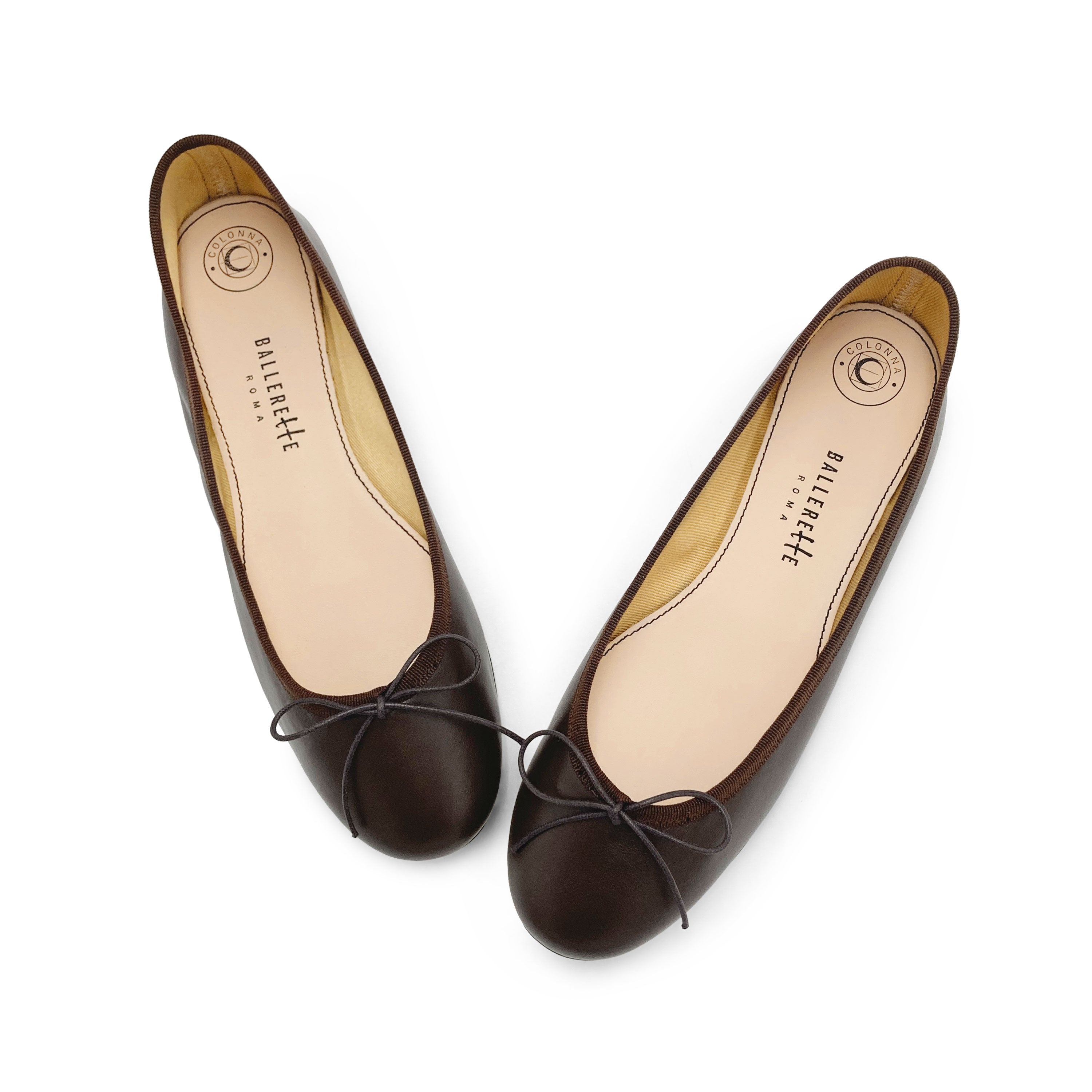 Dark-brown leather ballet flats