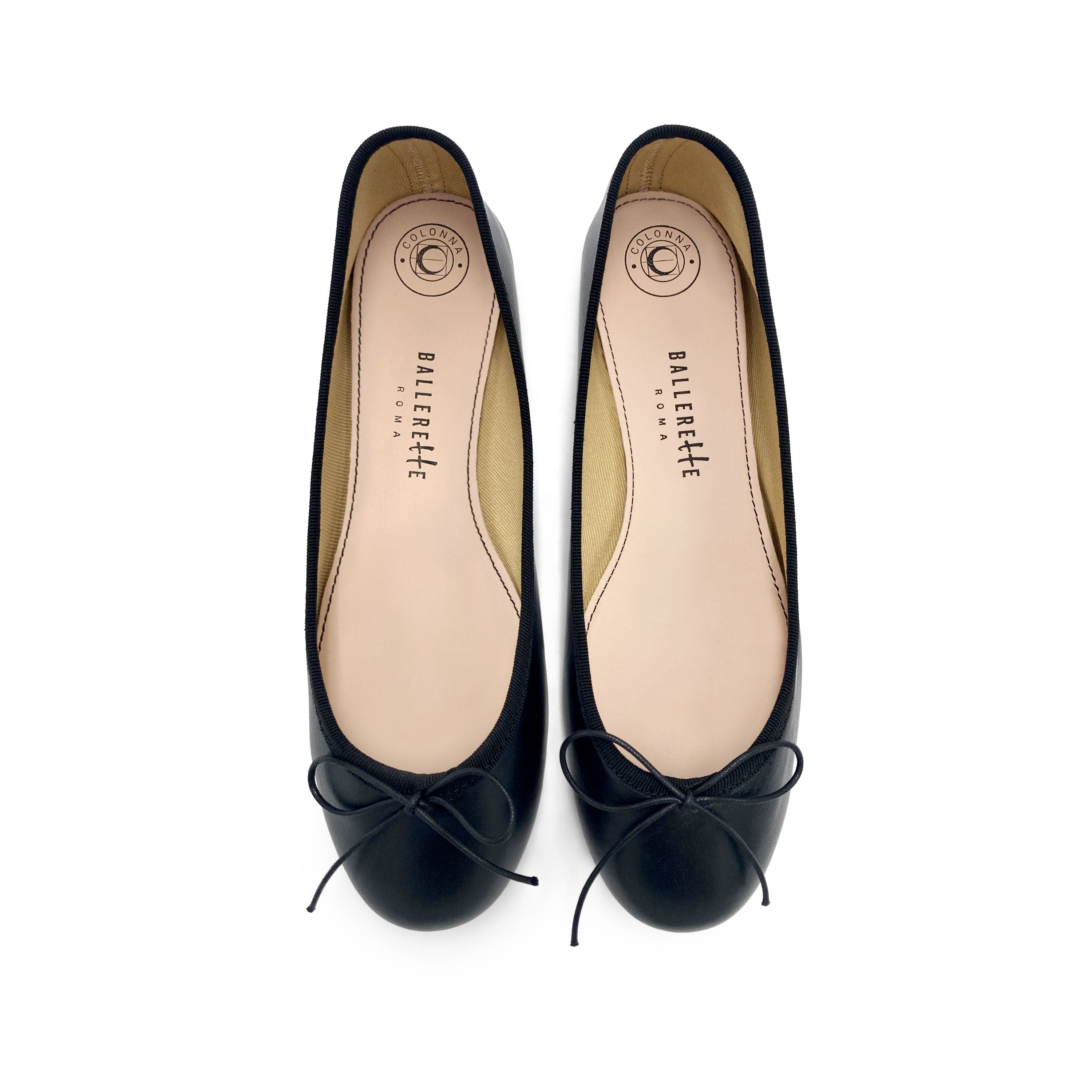 Black leather ballet flats