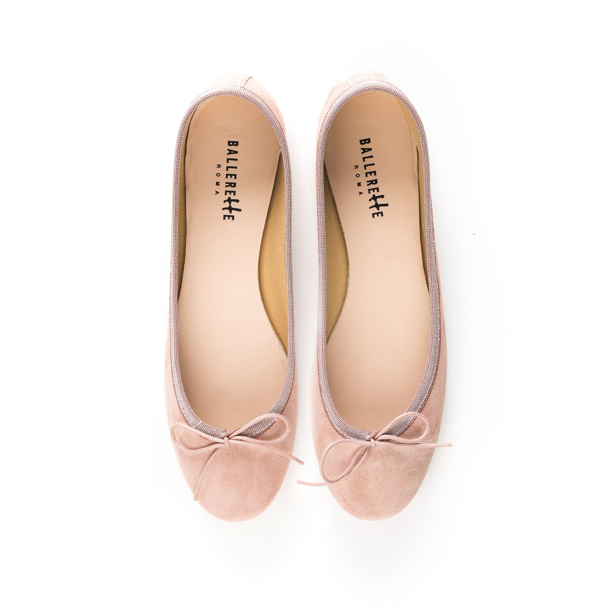 Pink suede ballet flats